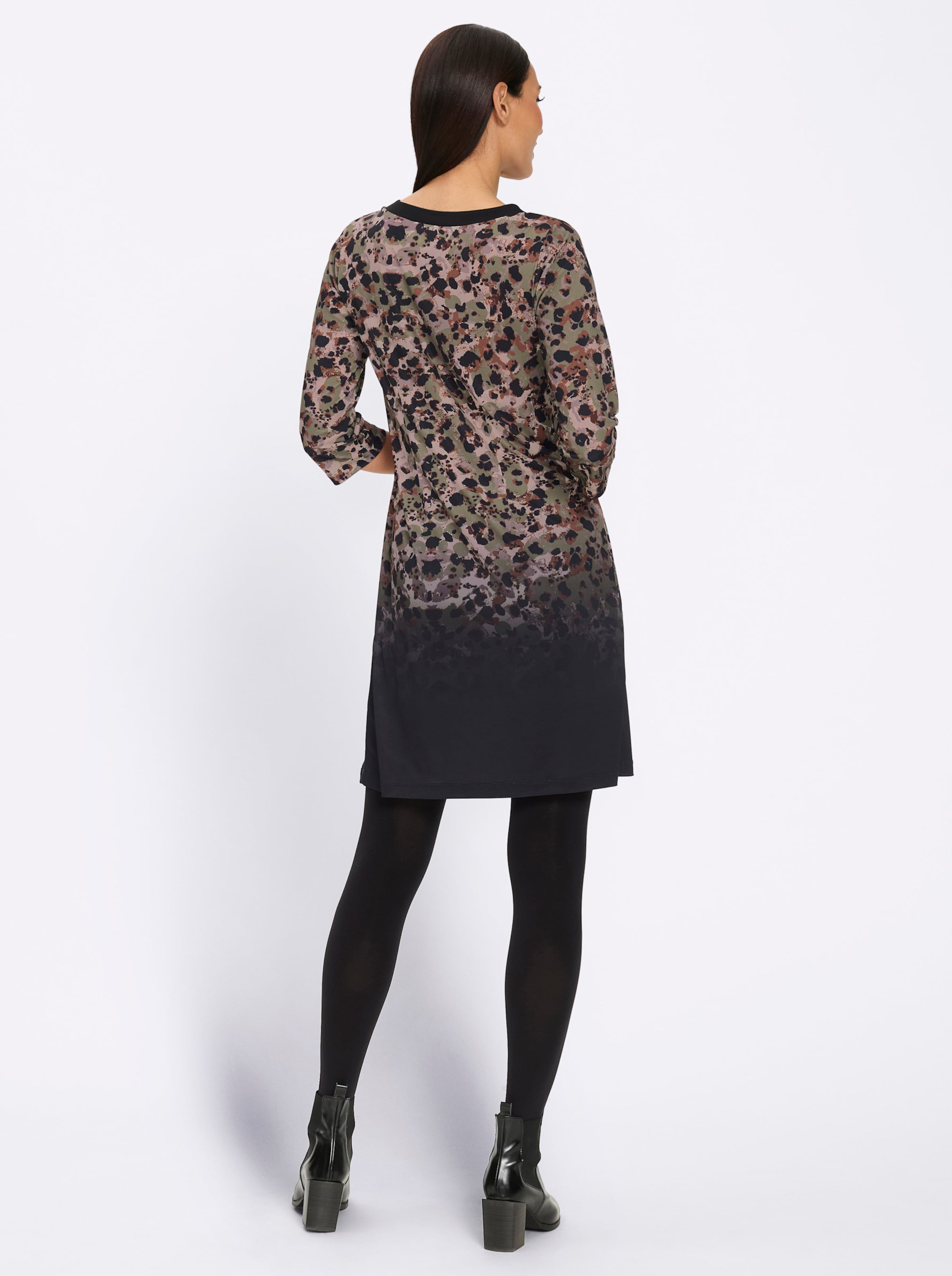 Jersey jurk zwart/kaki geprint, foto 3