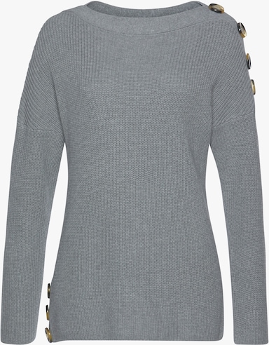LASCANA Strickpullover - hellgrau-meliert