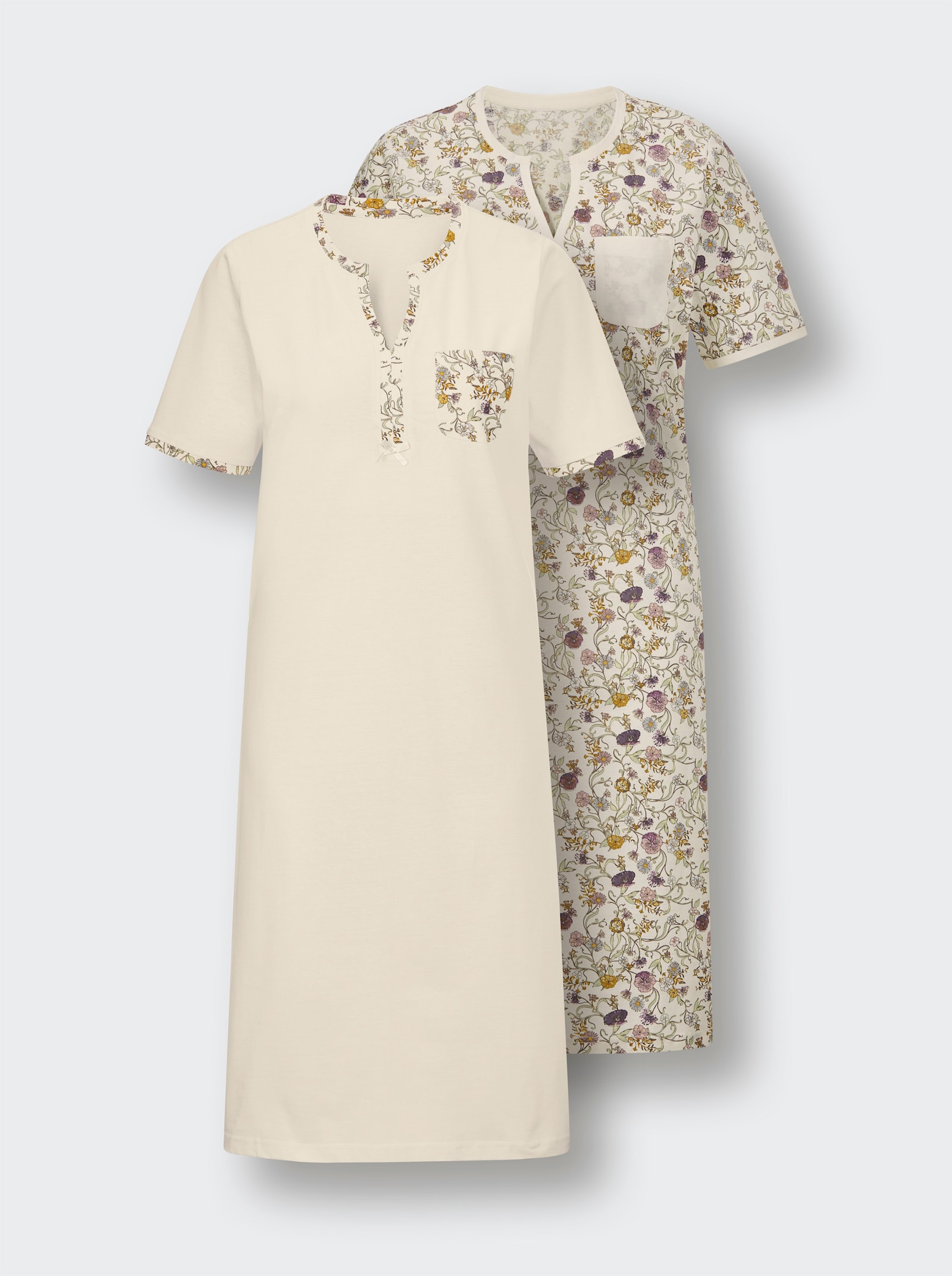 wäschepur Nachthemden met zijsplitten - champagne + champagne bedrukt