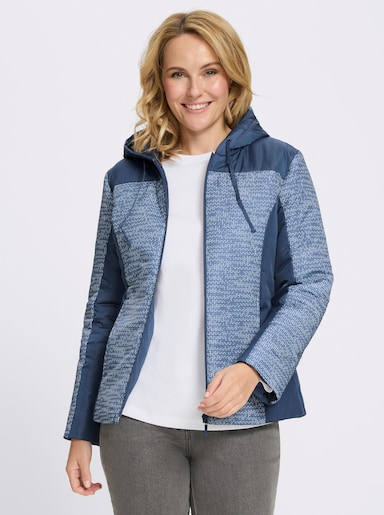 Jacke mit Steppung - jeansblau-ecru-bedruckt