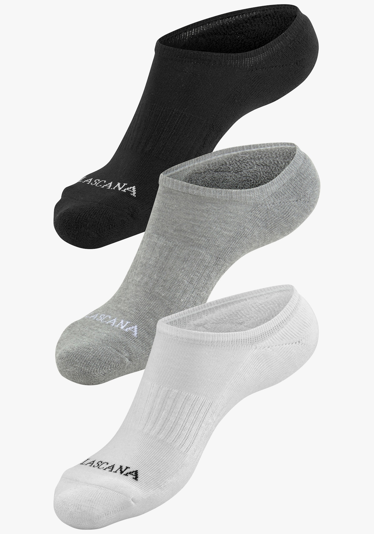 LASCANA ACTIVE Sneakersokken - 3x wit, 2x zwart, 2x grijs gemêleerd