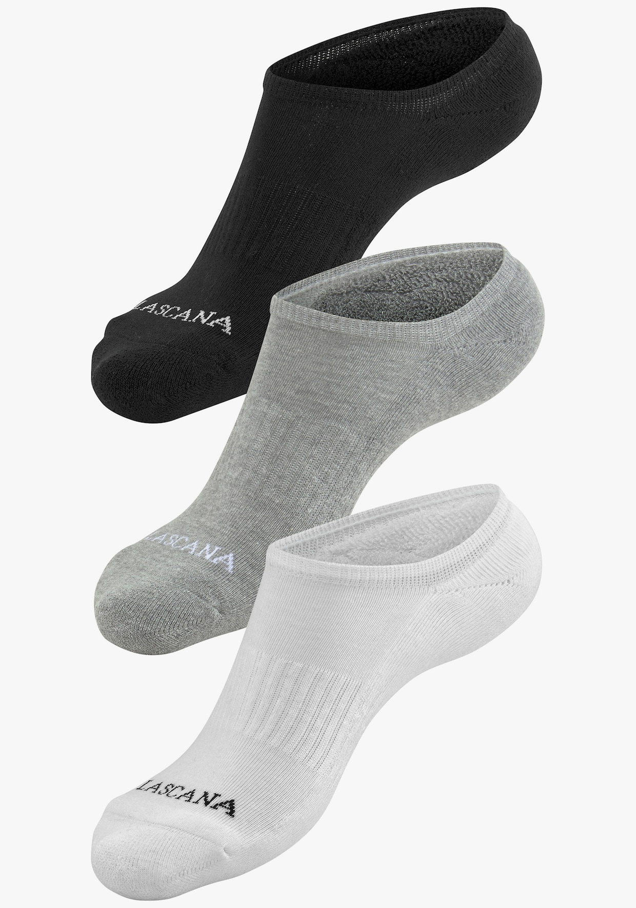 LASCANA ACTIVE Socquettes - 3x blanc, 2x noir, 2x gris chiné