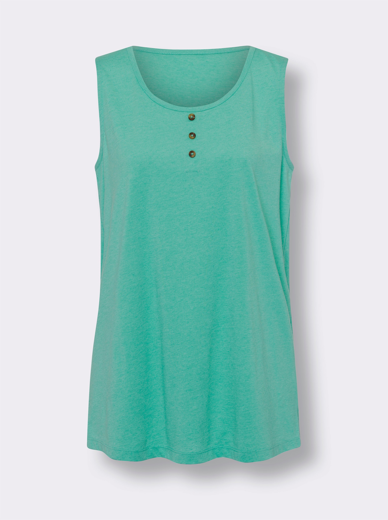 Lange top in A-lijn - blauwgroen gemêleerd