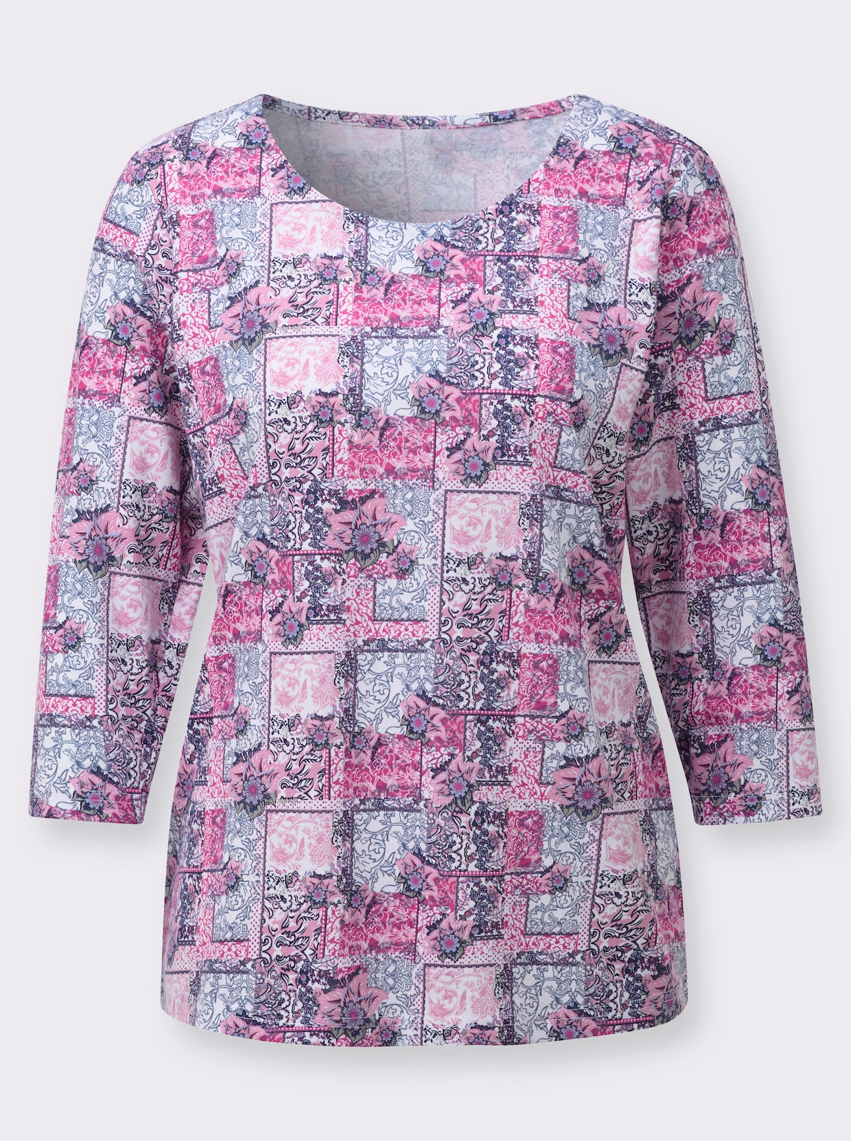 3/4-Arm-Shirt - fuchsia-bedruckt