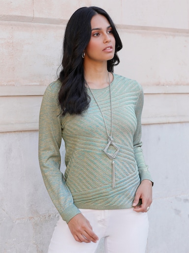 Pullover - sand-mint-gemustert