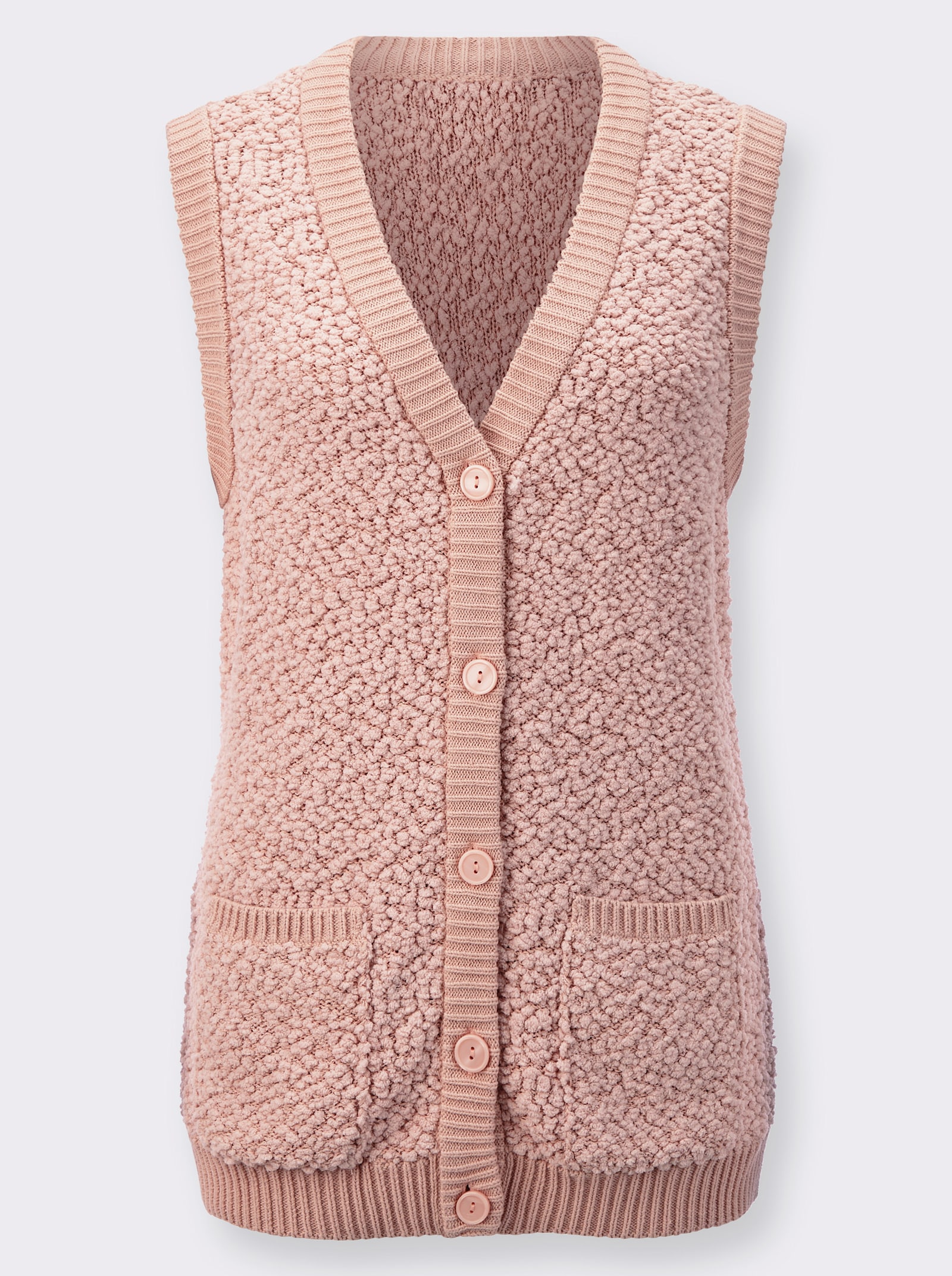 Pletená vesta z hebce měkkého materiálu - pudrová