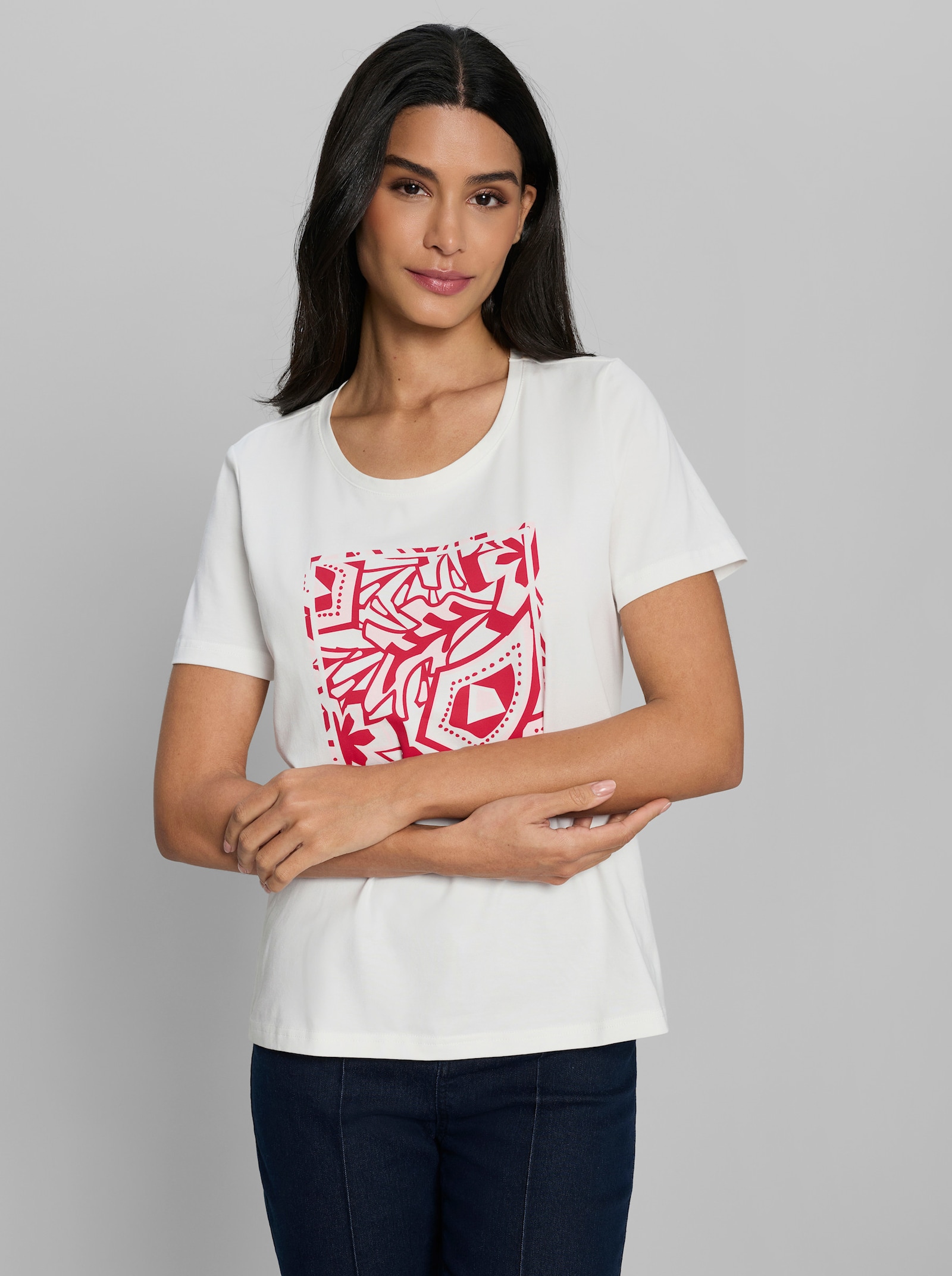 heine Kurzarmshirt mit Front-Print - ecru
