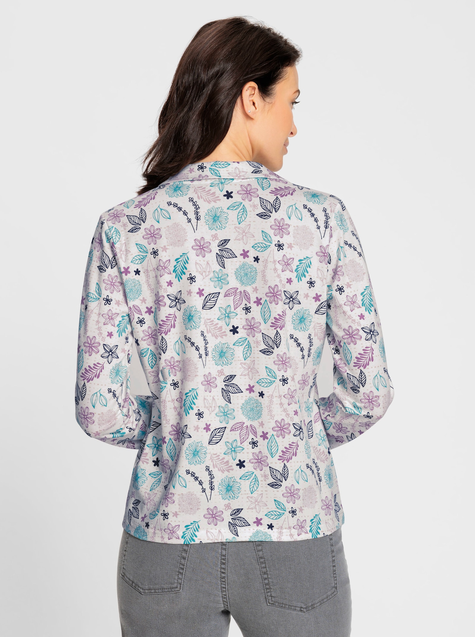 Poloshirt floral bedruckt - ecru-mauve-bedruckt