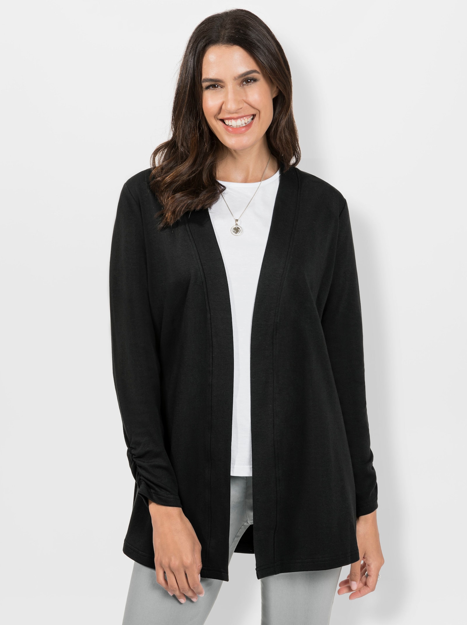 Shirtjasje met gerimpelde mouwen - zwart