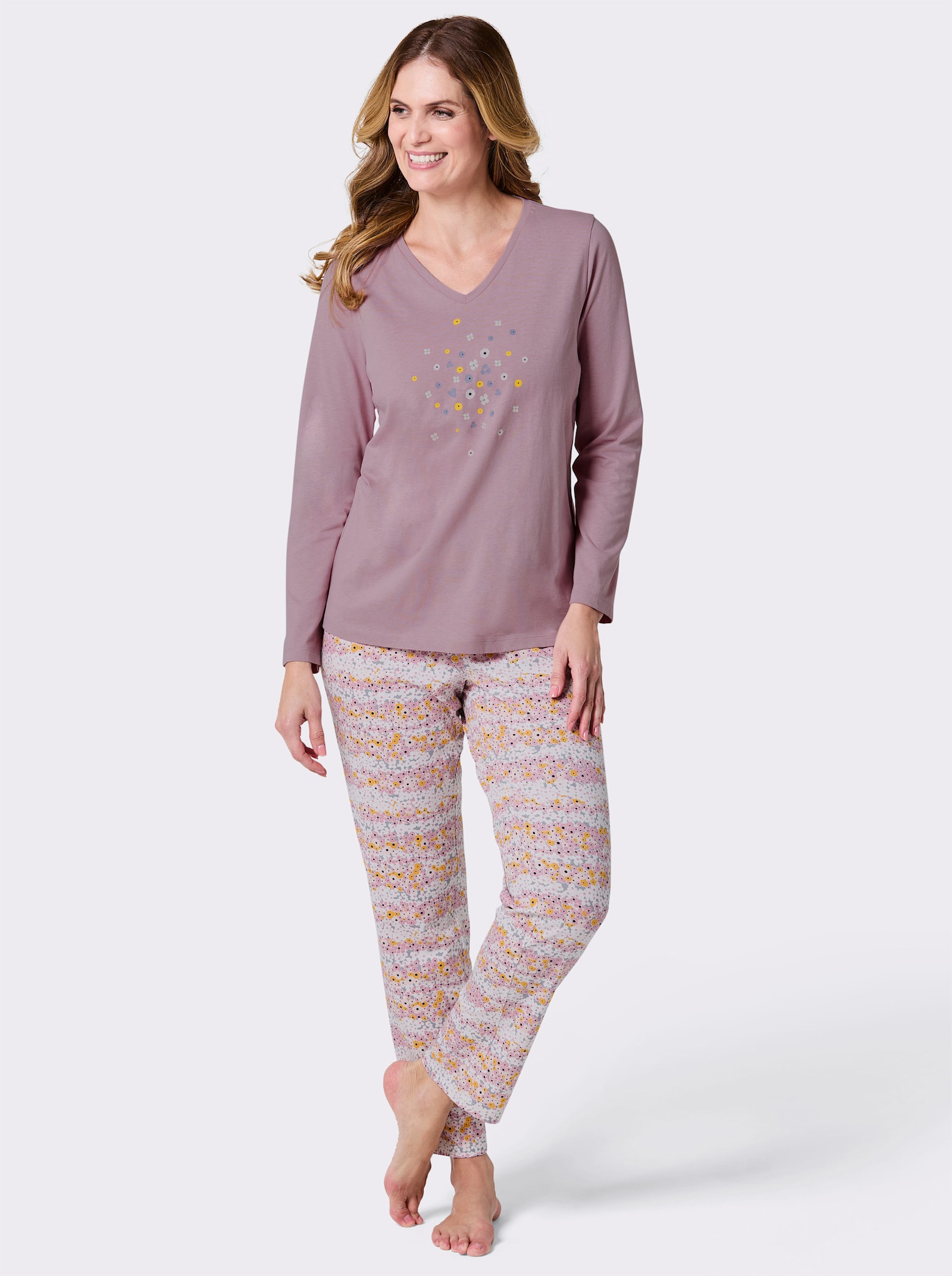 wäschepur Schlafanzüge im 2er-Pack - flieder-bedruckt