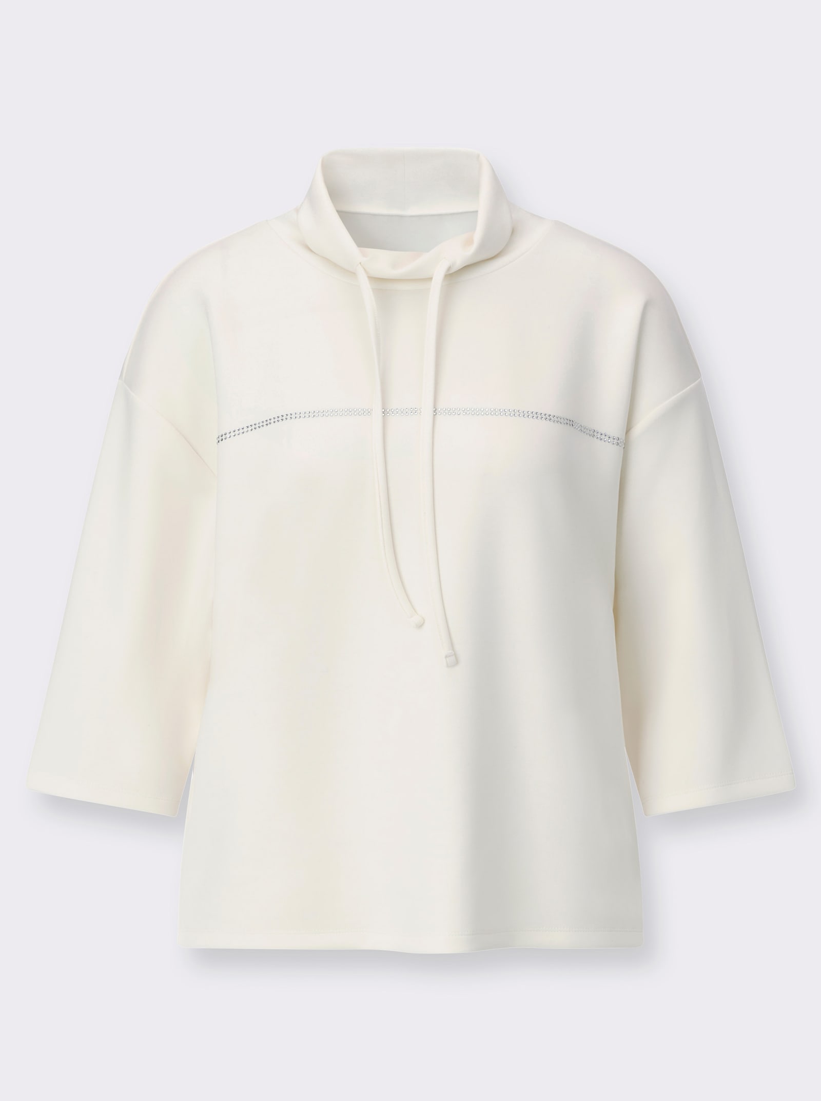 Sweatshirt mit Glitzersteinchen - ecru