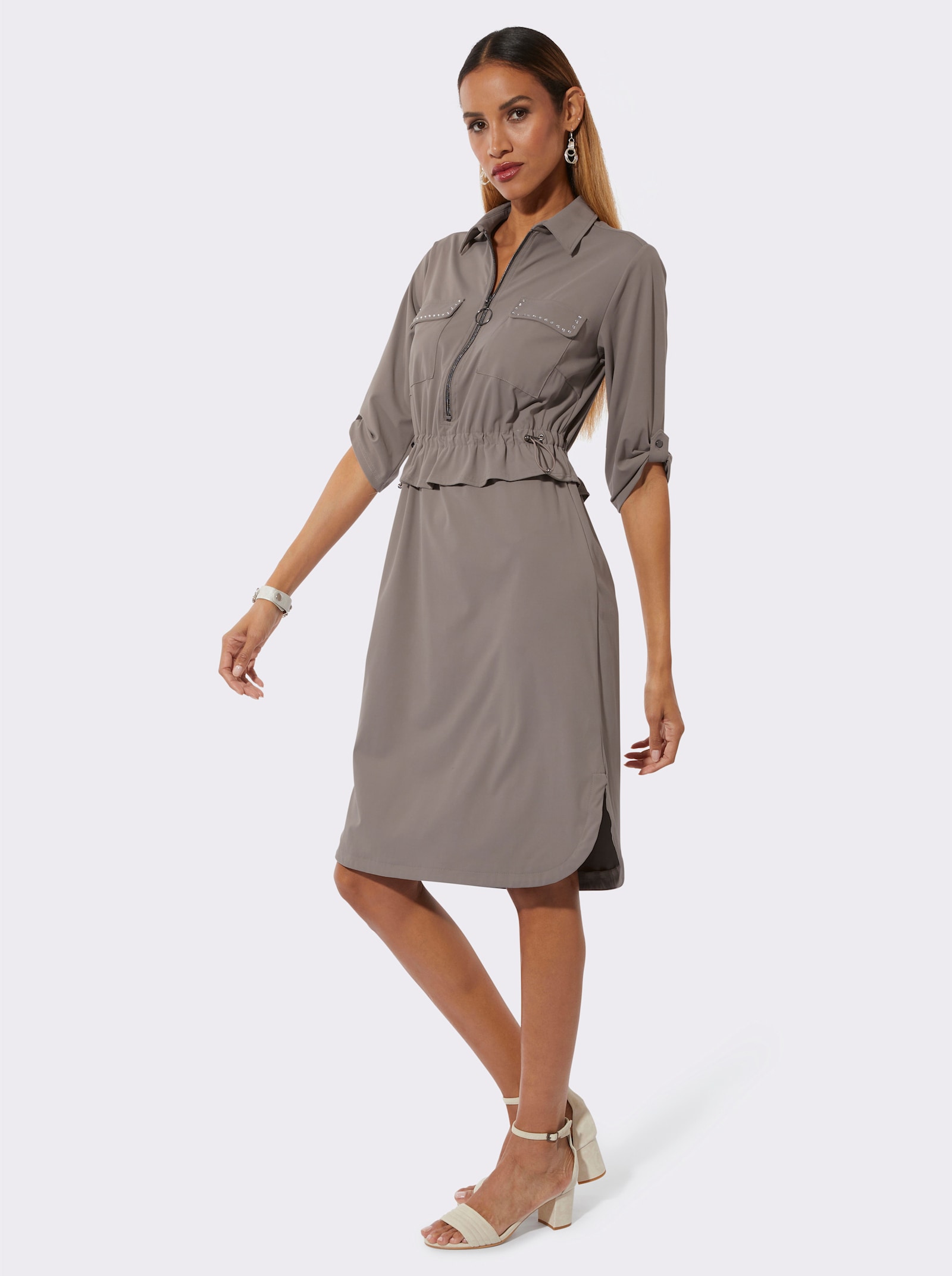 Polokleid in lässiger Form - taupe