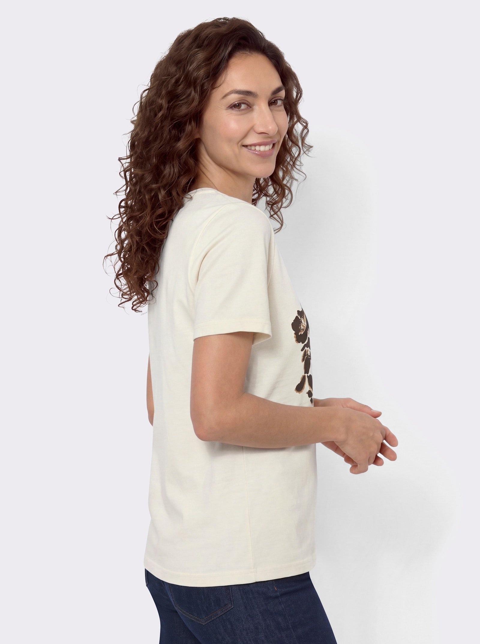 Shirt mit Druck vorne - champagner-schoko-bedruckt
