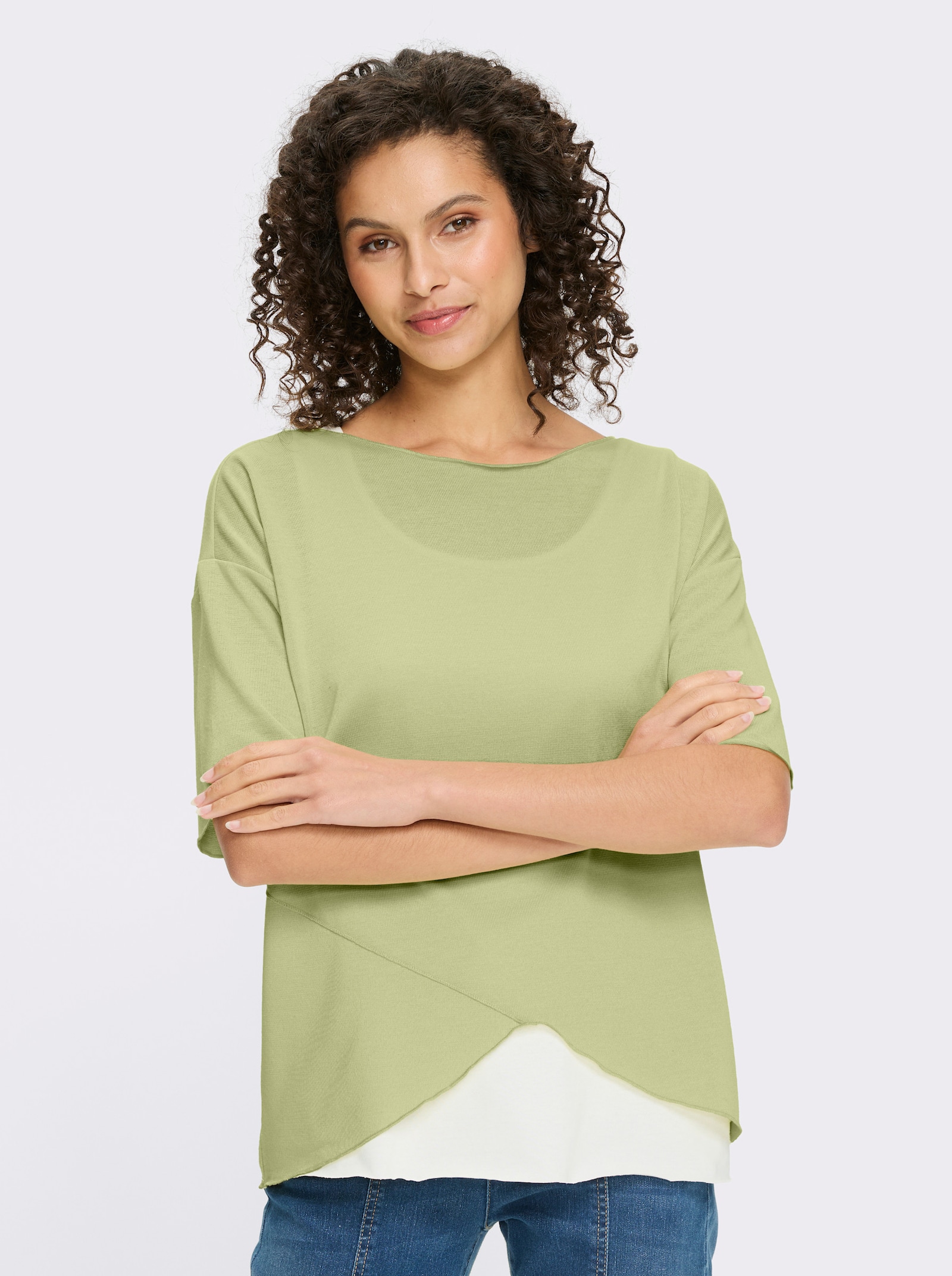 heine 2-in-1-shirt in oversized snit - pistache