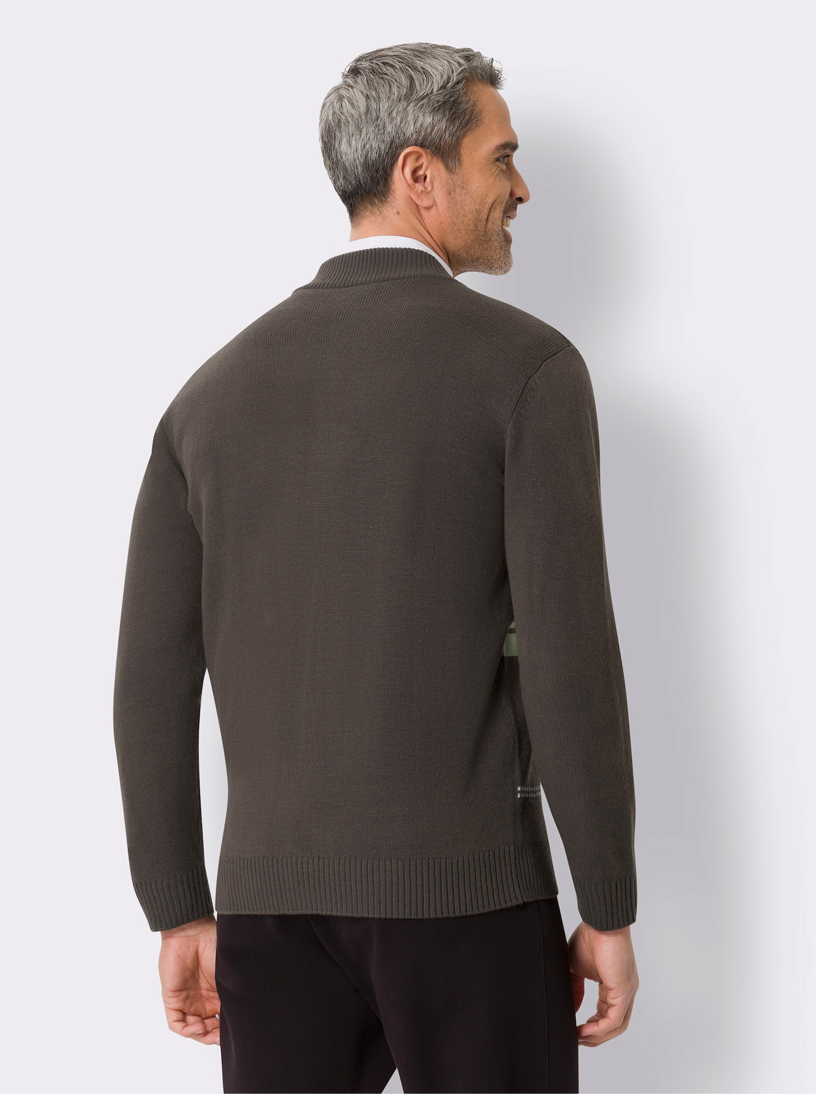 Pletený kabátek s grafickým vzorem - grafitová-vzor