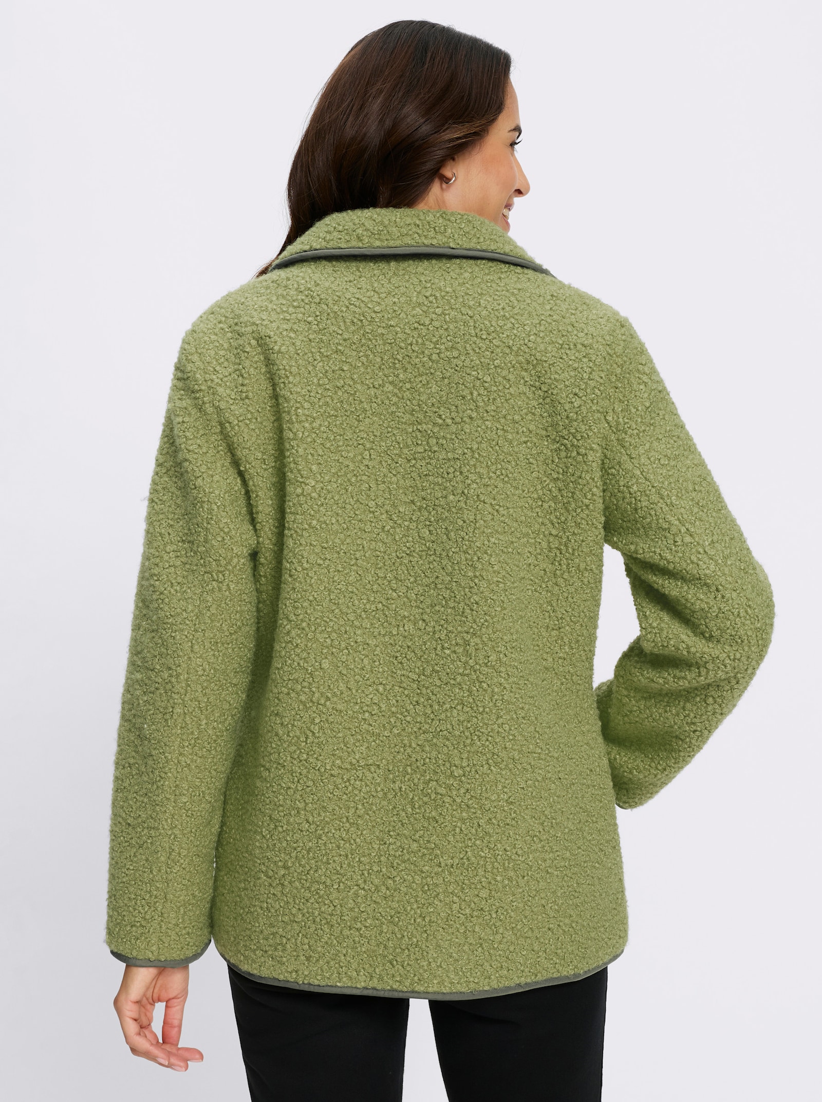 Boucléjacke mit Innenfutter - schilf