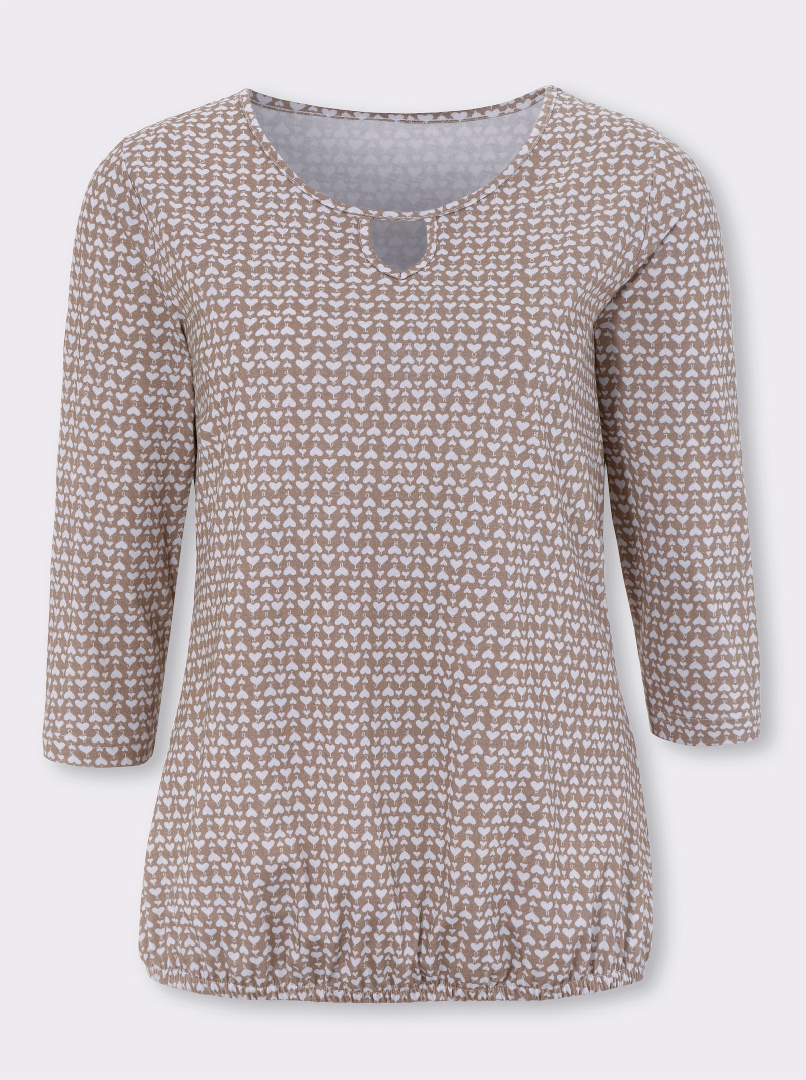 3/4-Arm-Shirt mit Gummizug am Saum - sesam-ecru-bedruckt