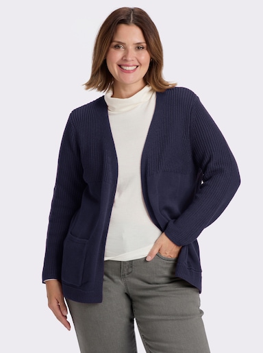 Strickjacke in langer, offener Form - marine