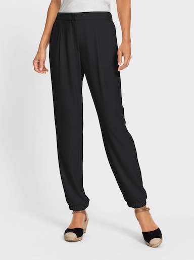 Hose mit elastischen Beinabschlüssen - schwarz