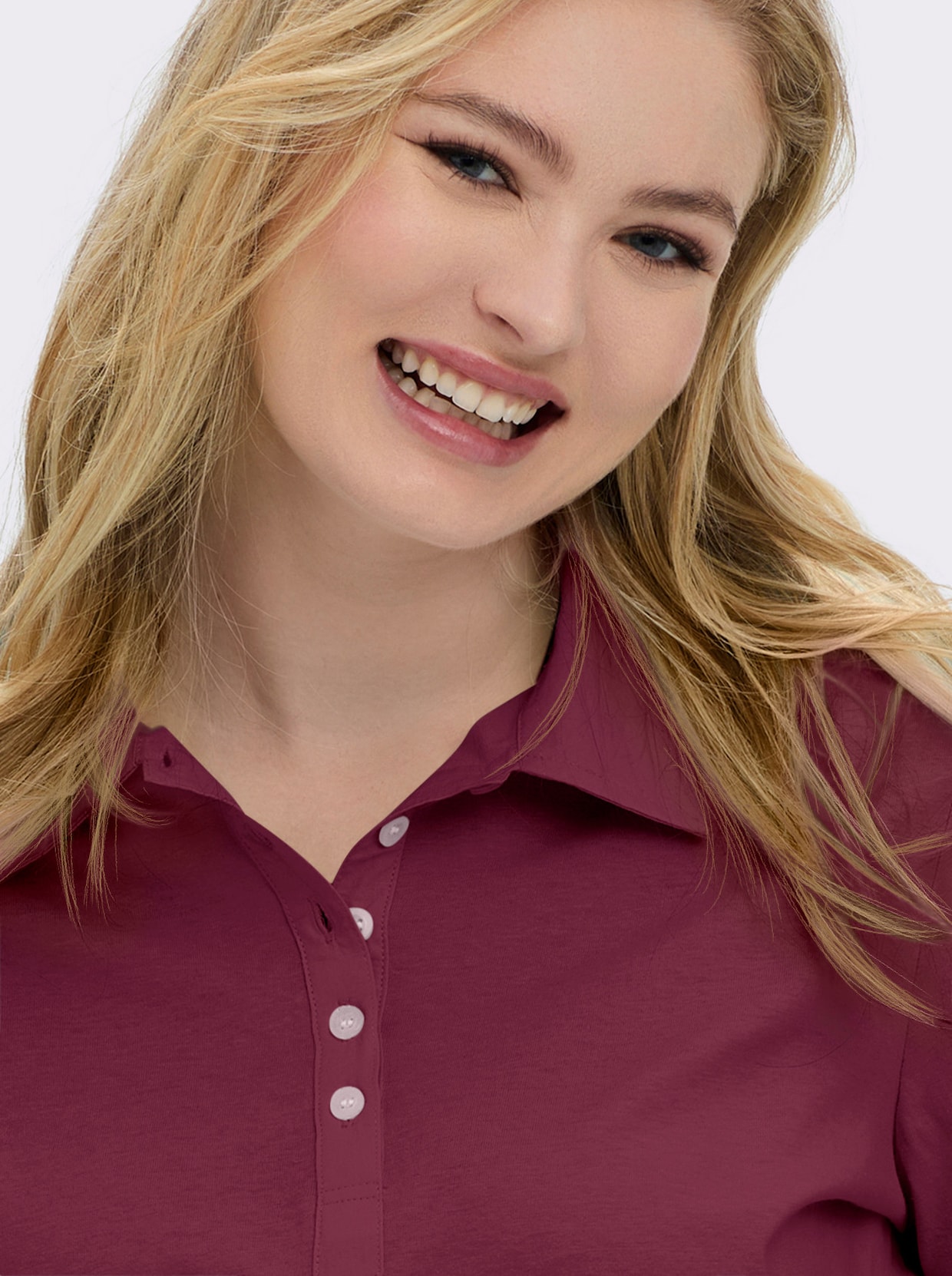 Langarm-Poloshirt in reiner Baumwoll-Qualität - bordeaux