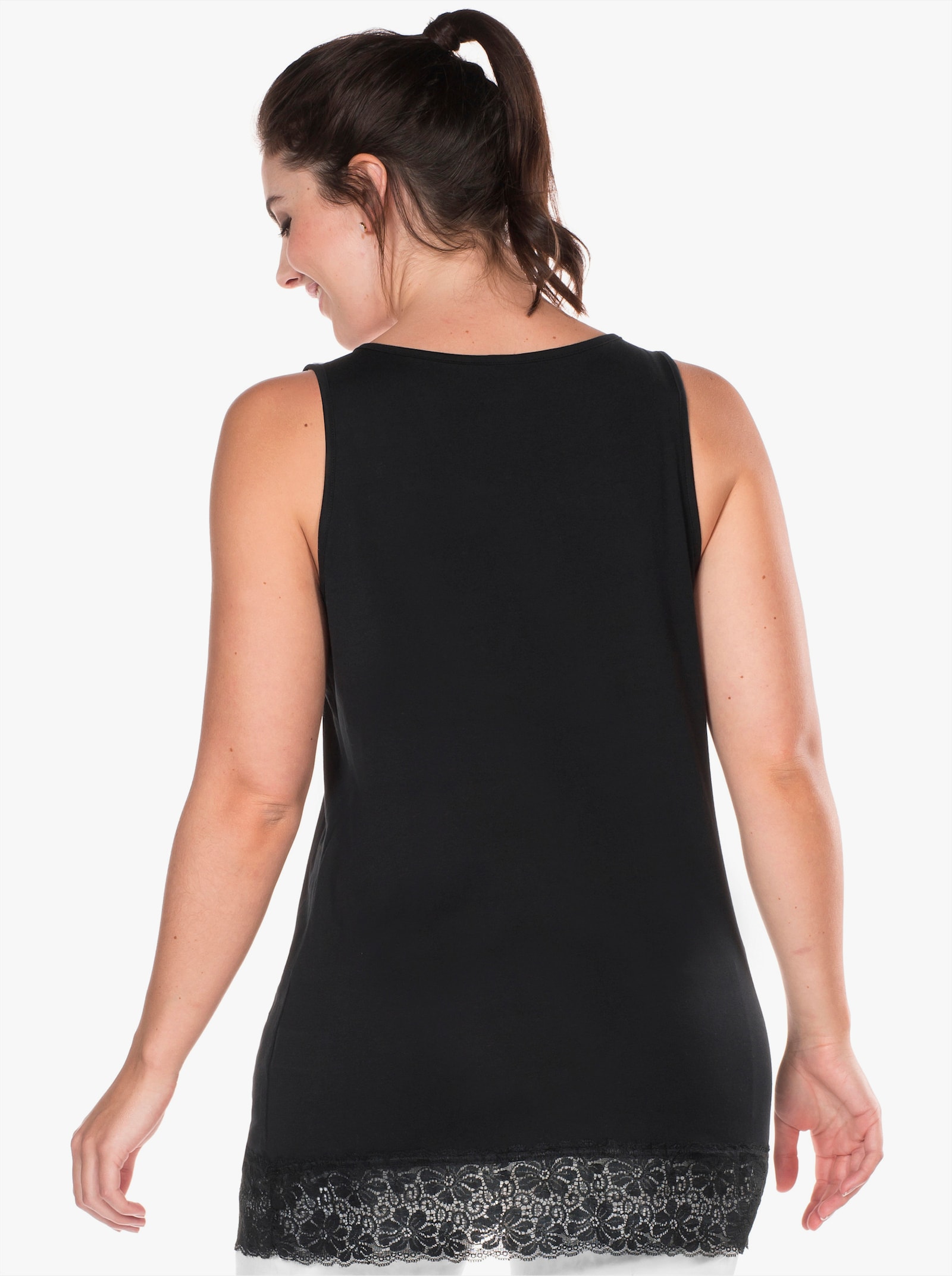 sheego Tanktop mit Spitzensaum - schwarz