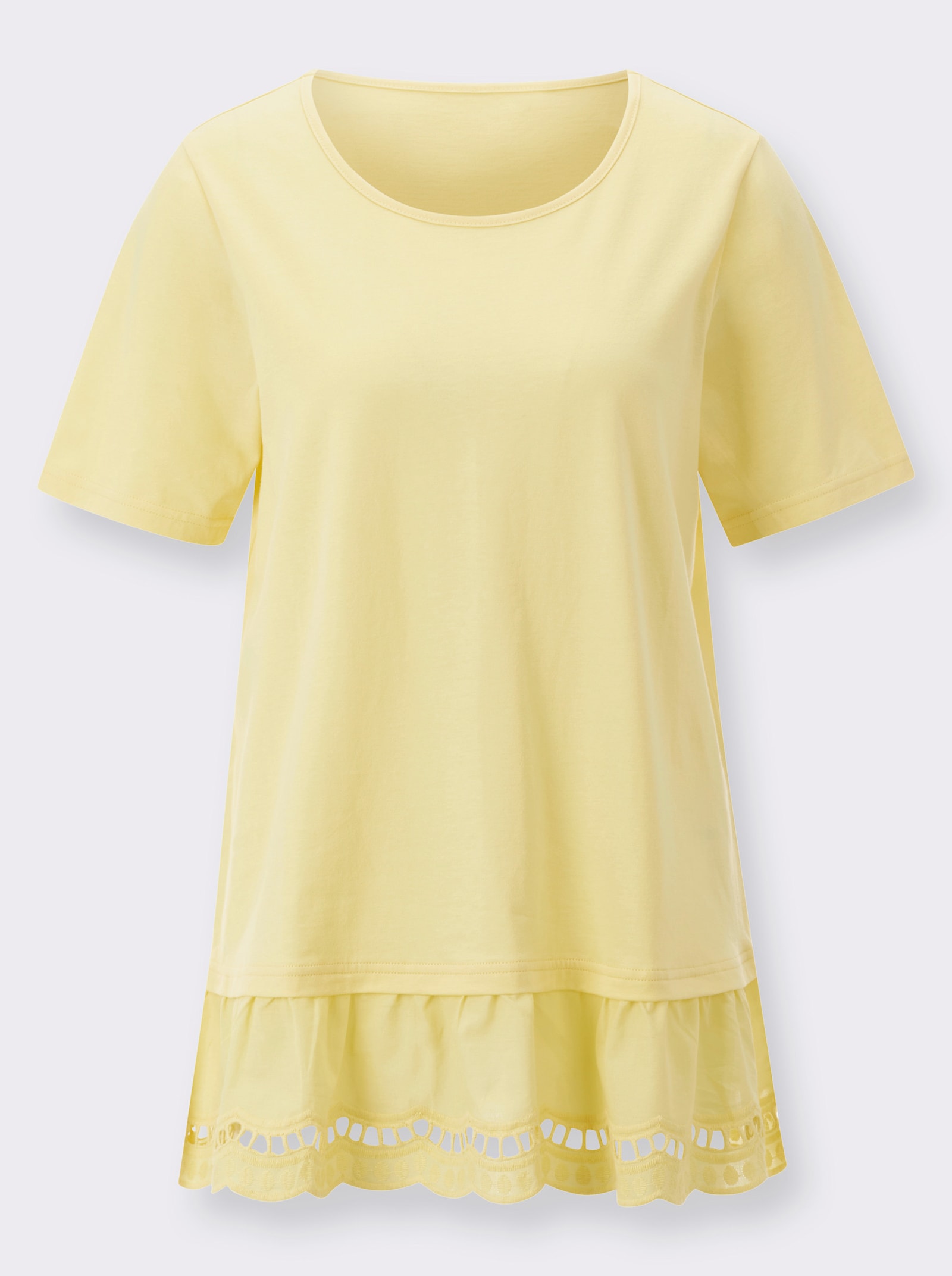 Lang shirt met kant - citroen