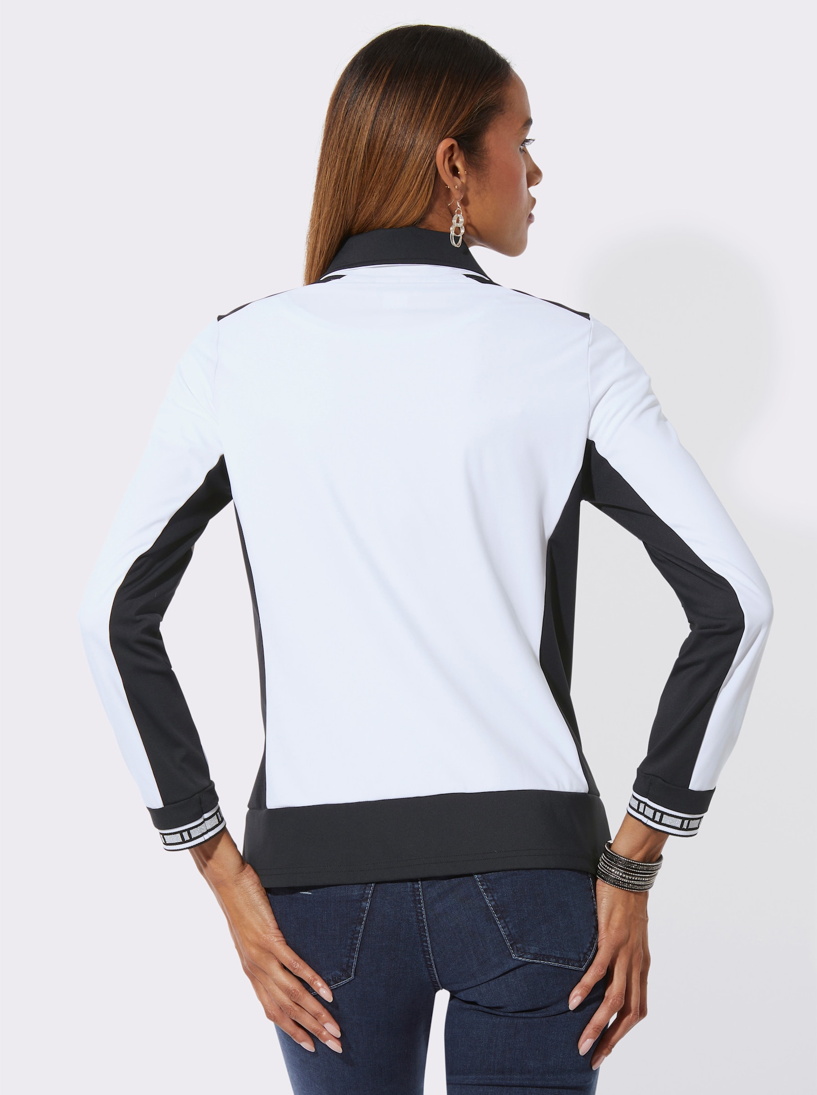 Shirtjacke - weiß-schwarz