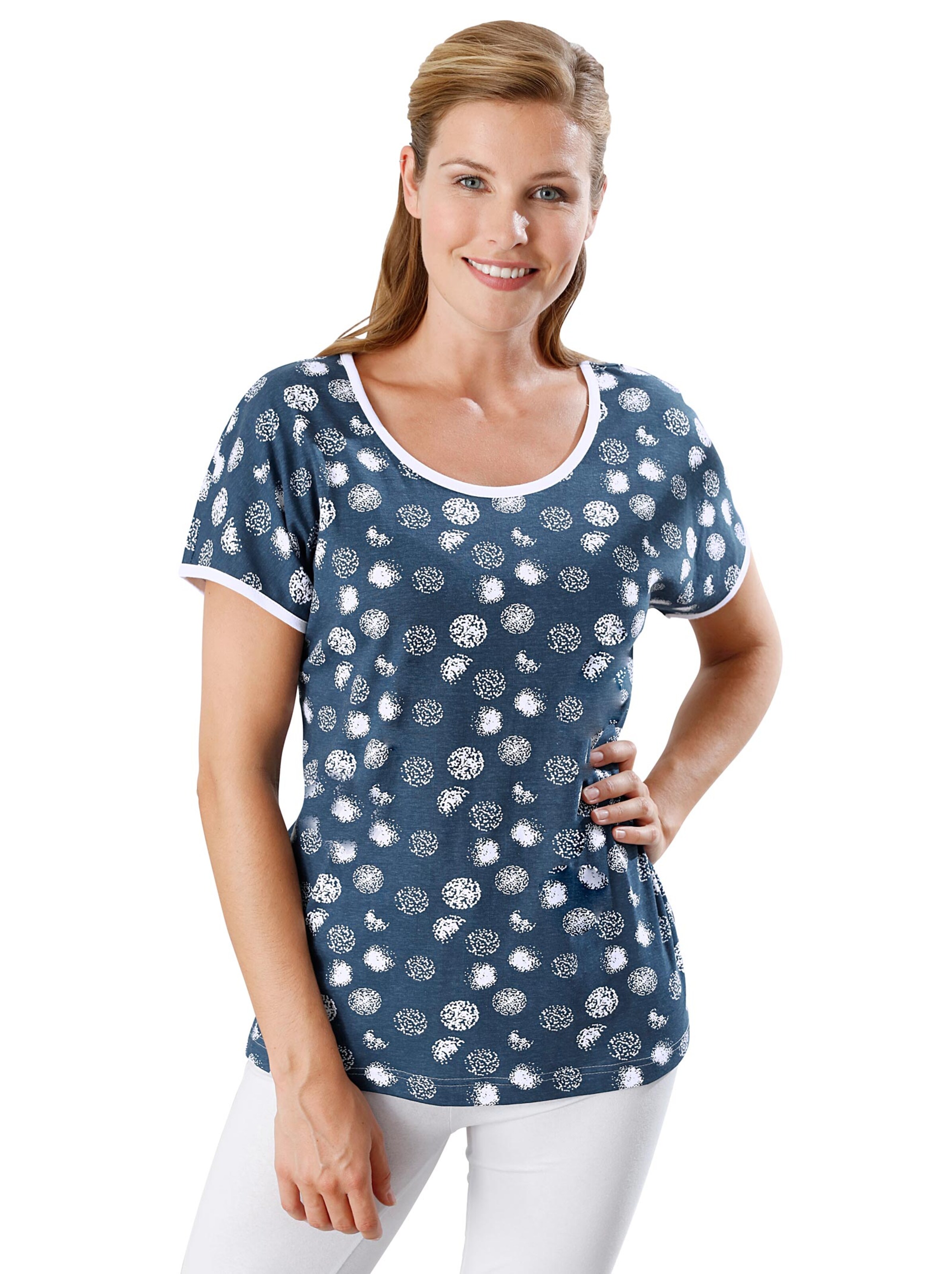 Freizeitshirt - dunkelblau-weiß