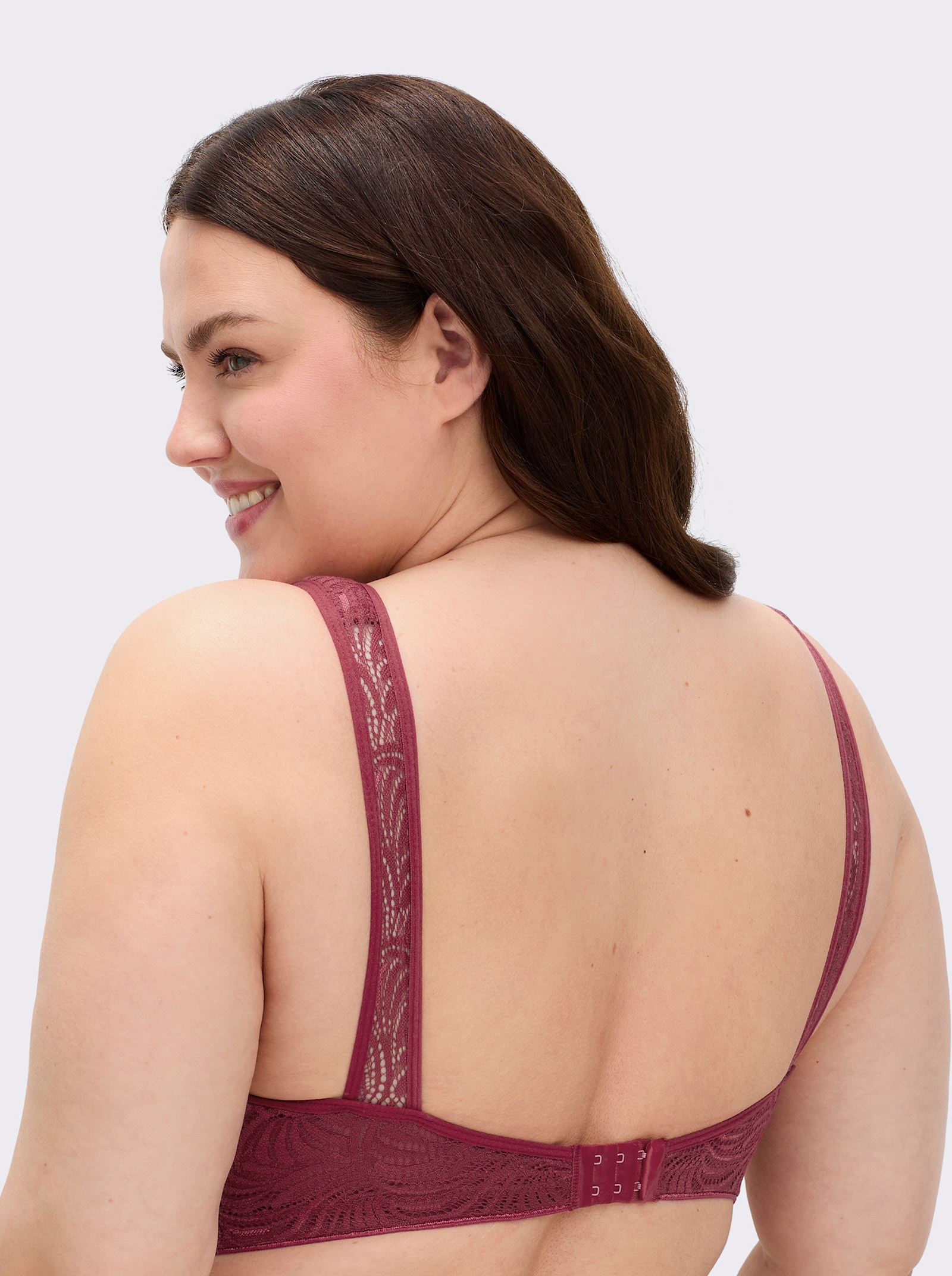 wäschepur BH ohne Bügel aus elastischer Spitze - kirsche
