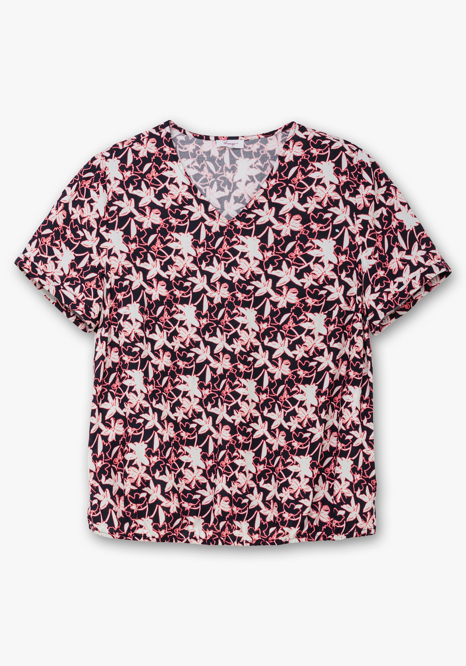 sheego Tunika mit Gummizugbund - tiefblau-gemustert