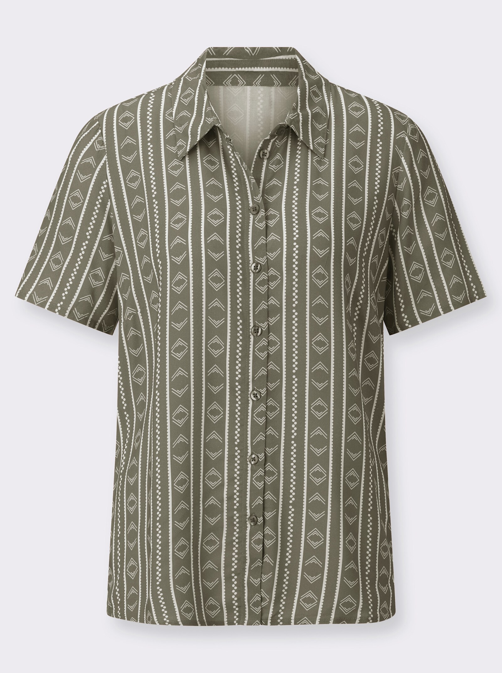 Gestreifte Bluse aus reiner Viskose - khaki-ecru-gestreift