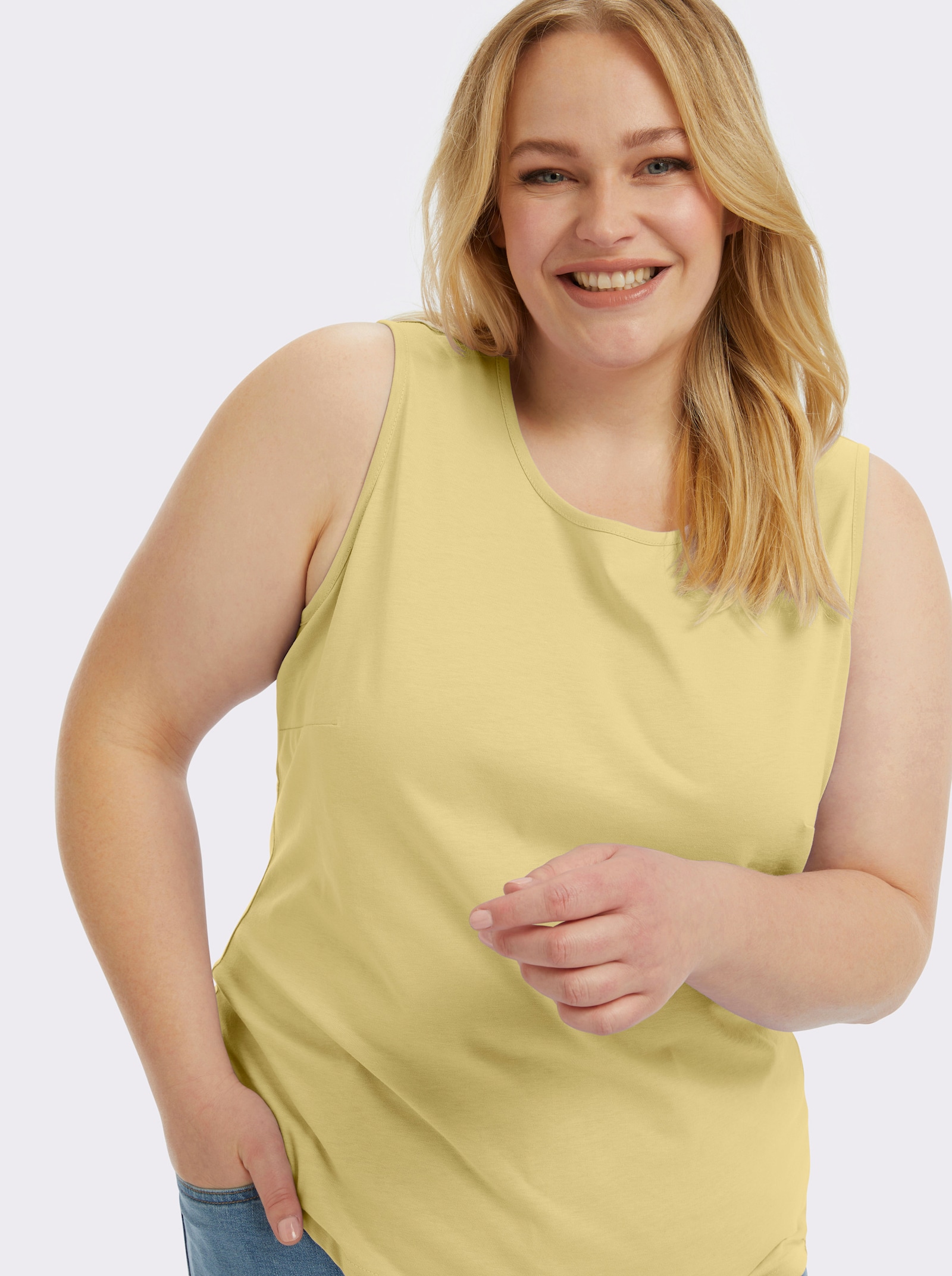 Trägertop mit Rundhals-Ausschnitt - zartgelb