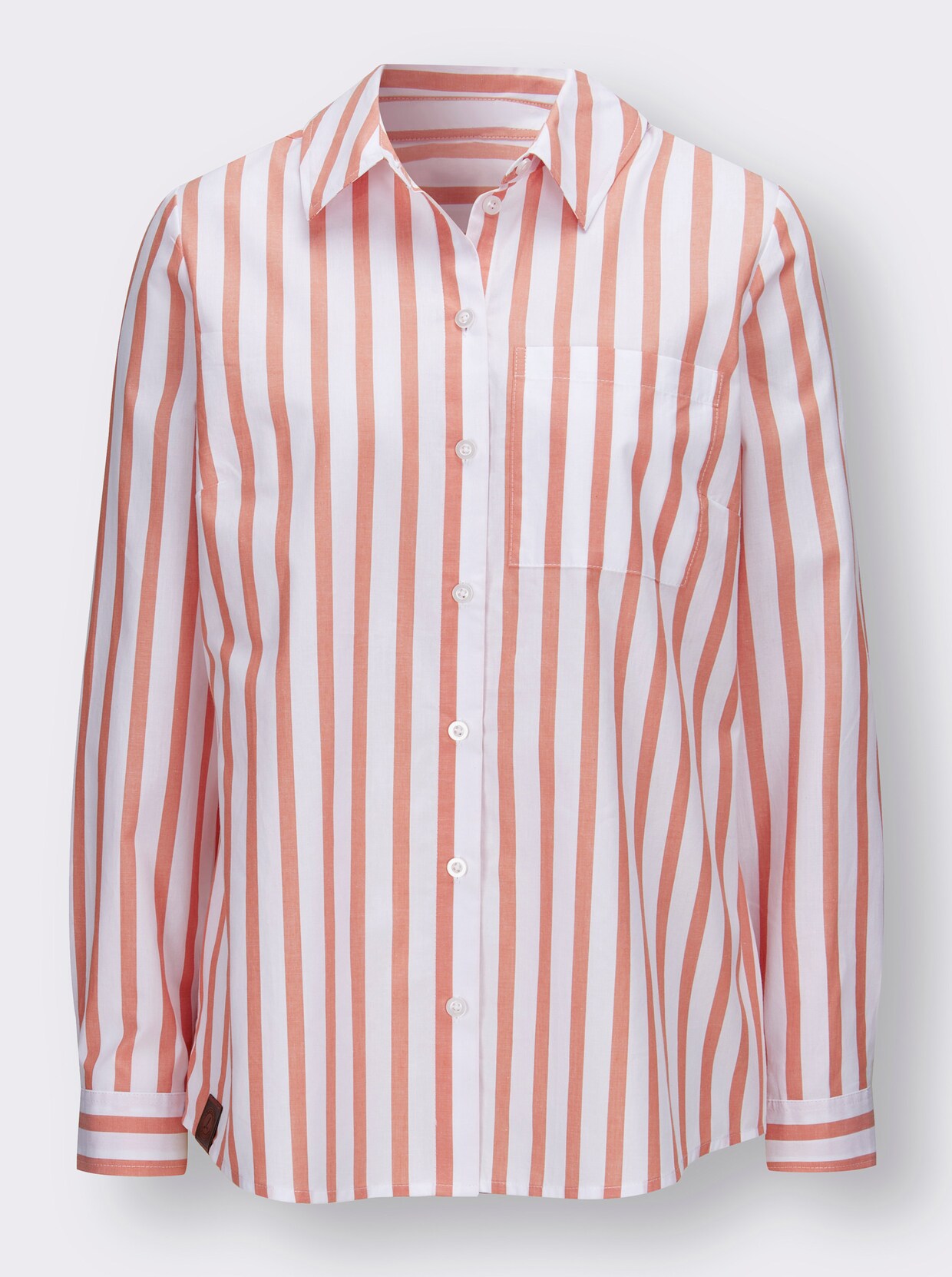 Gestreifte Bluse - papaya-ecru-gestreift