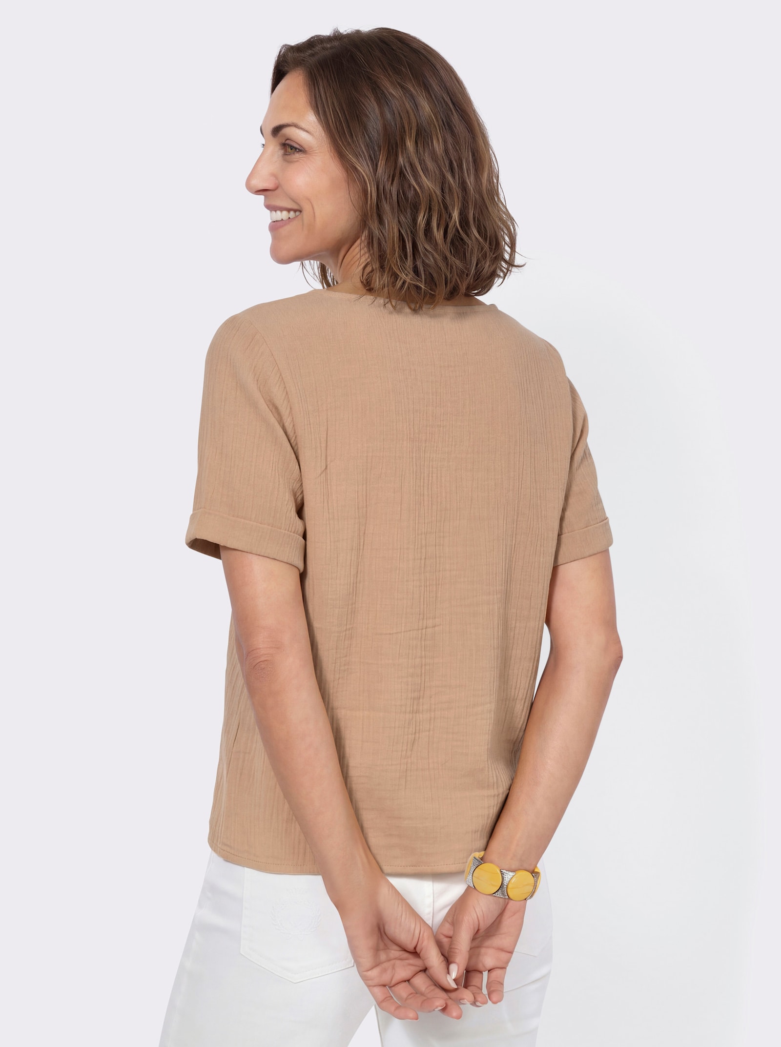 Schlupfbluse im Oversize-Schnitt - camel