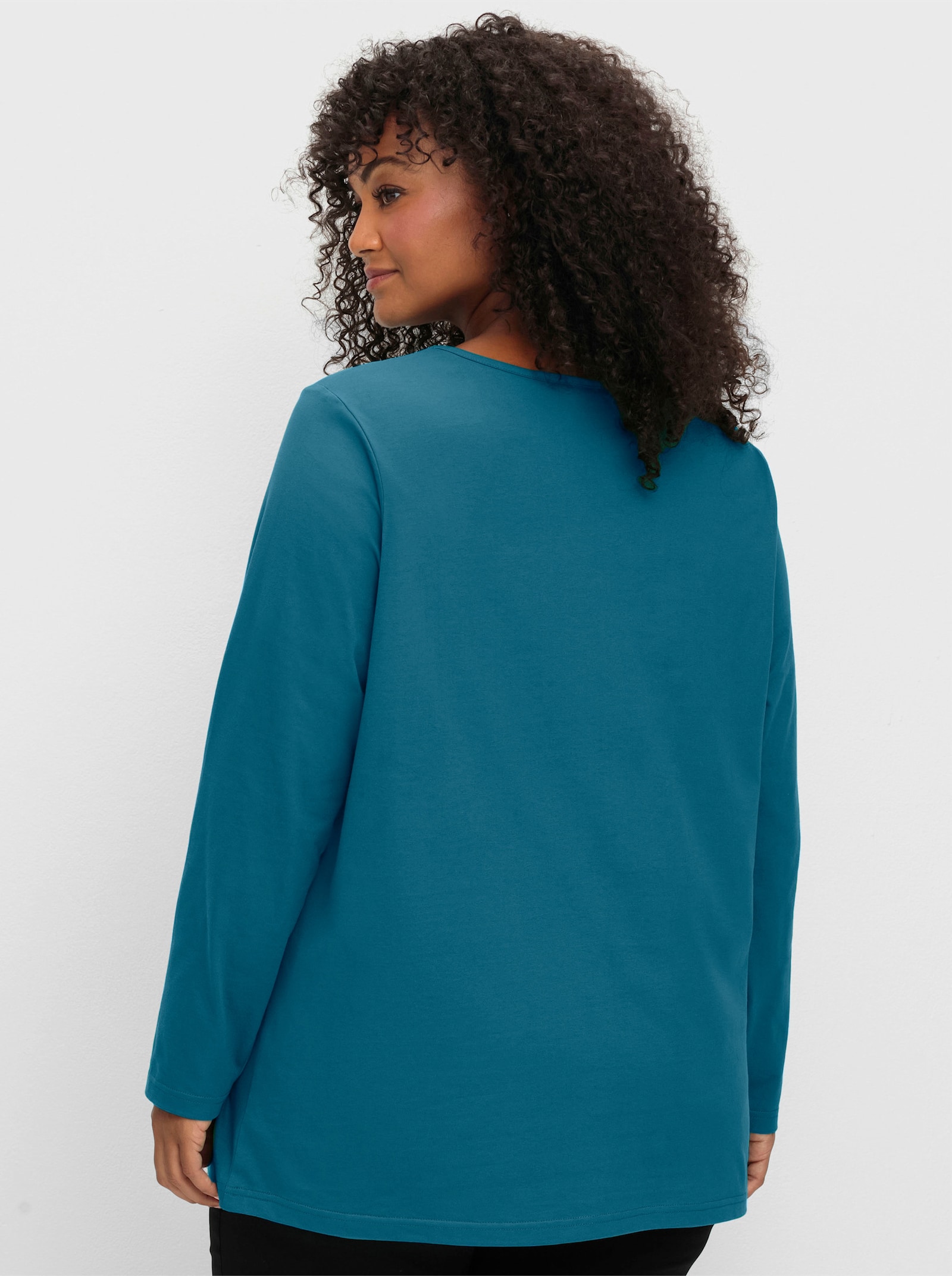 sheego Langarmshirt in leichter A-Linie - topas