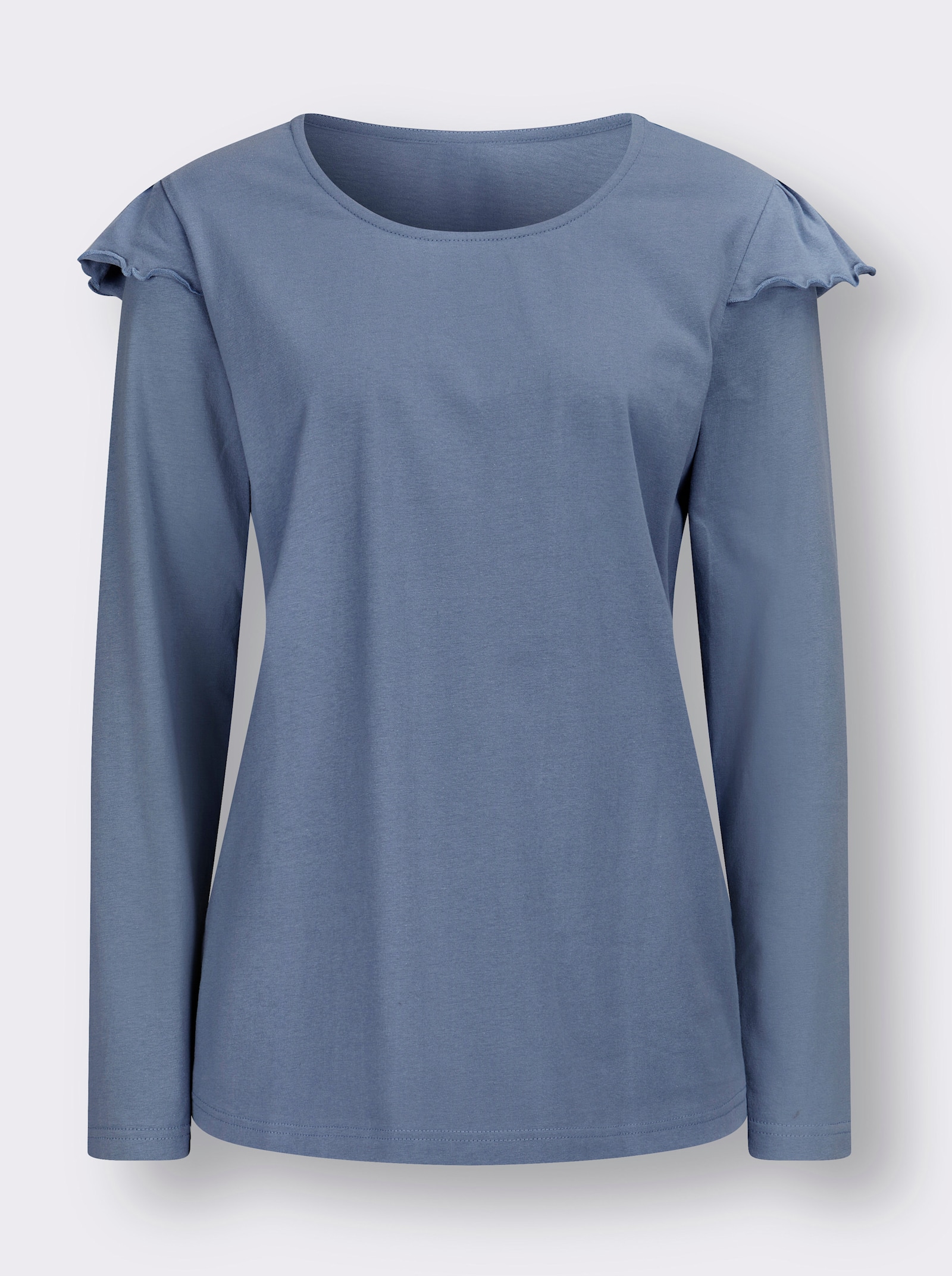 Shirt met lange vleermuismouwen - duivenblauw