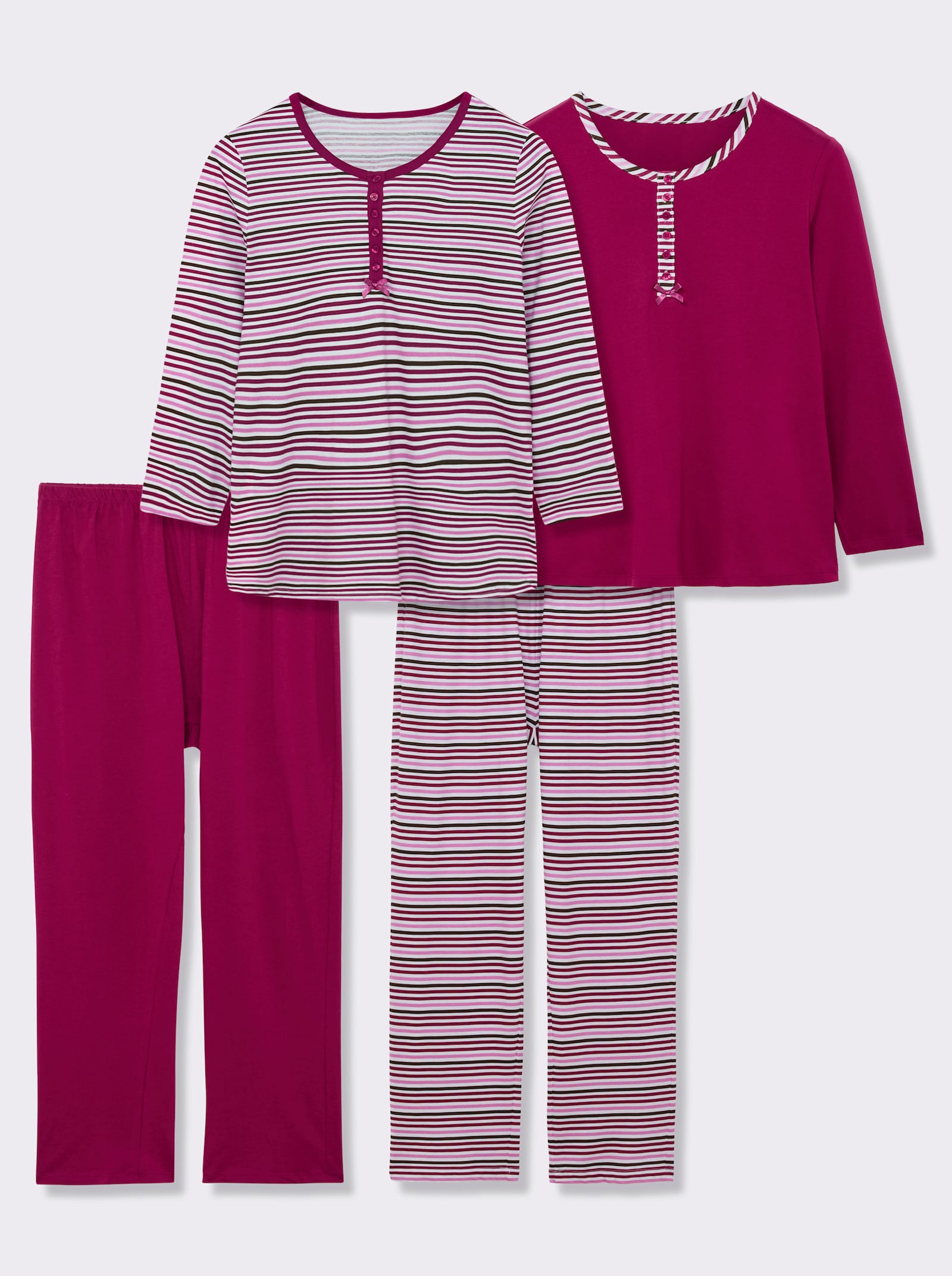 wäschepur Schlafanzüge aus reiner Baumwolle - malve+ malve-geringelt