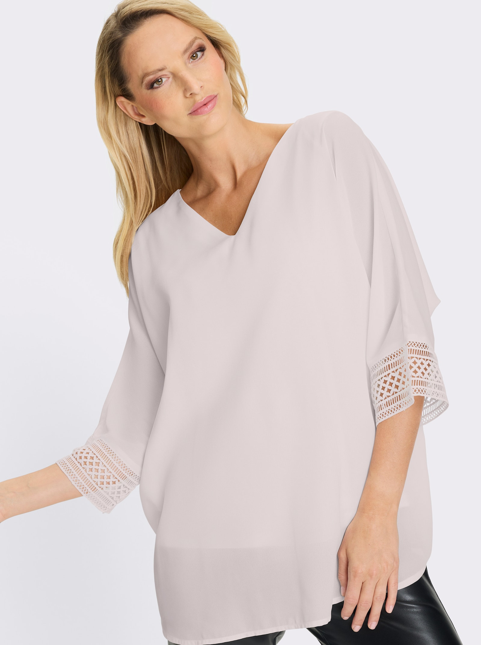 heine Crêpebluse mit Spitze - ecru