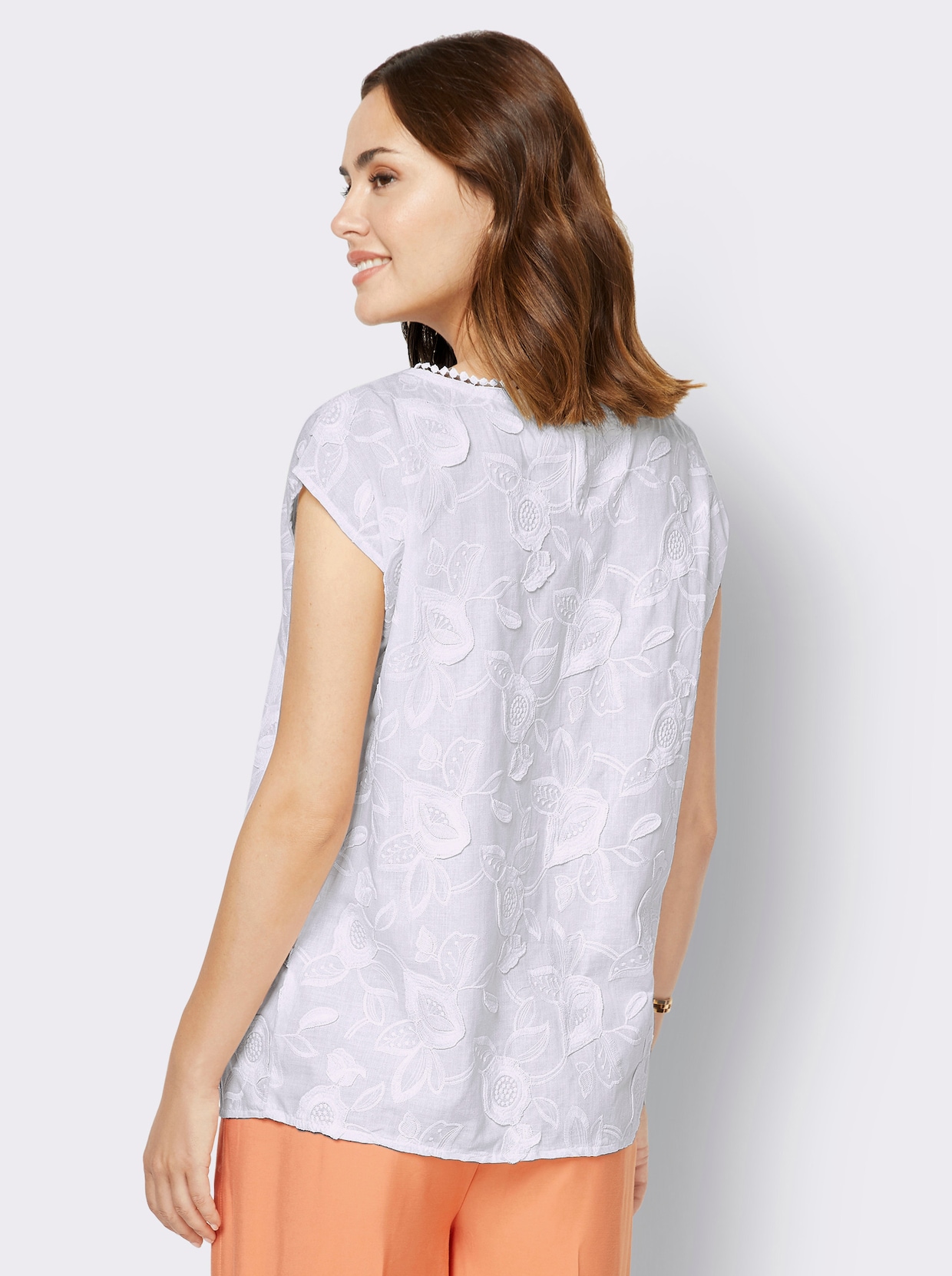 Blouse m. korte mouwen - wit