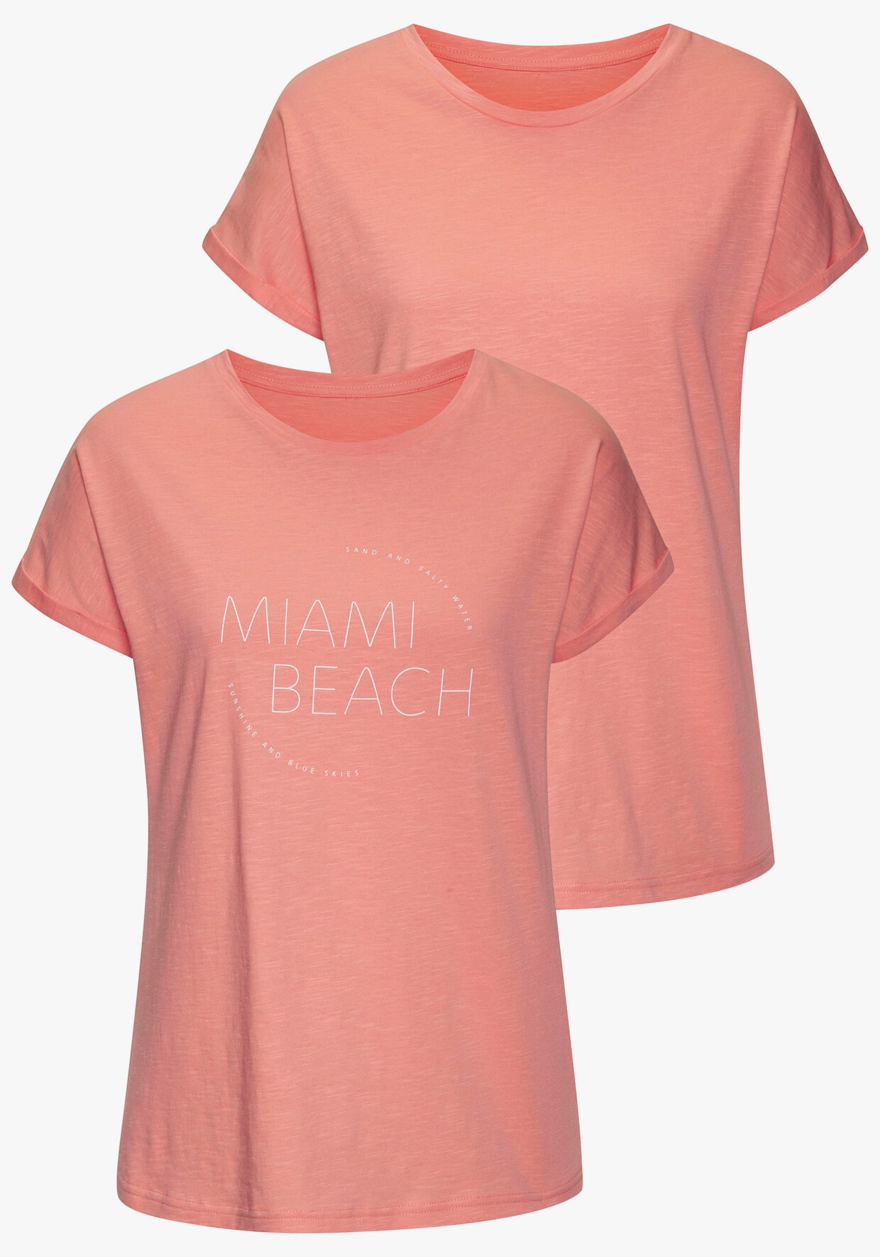 Vivance T-shirt - peach bedrukt, peach effen