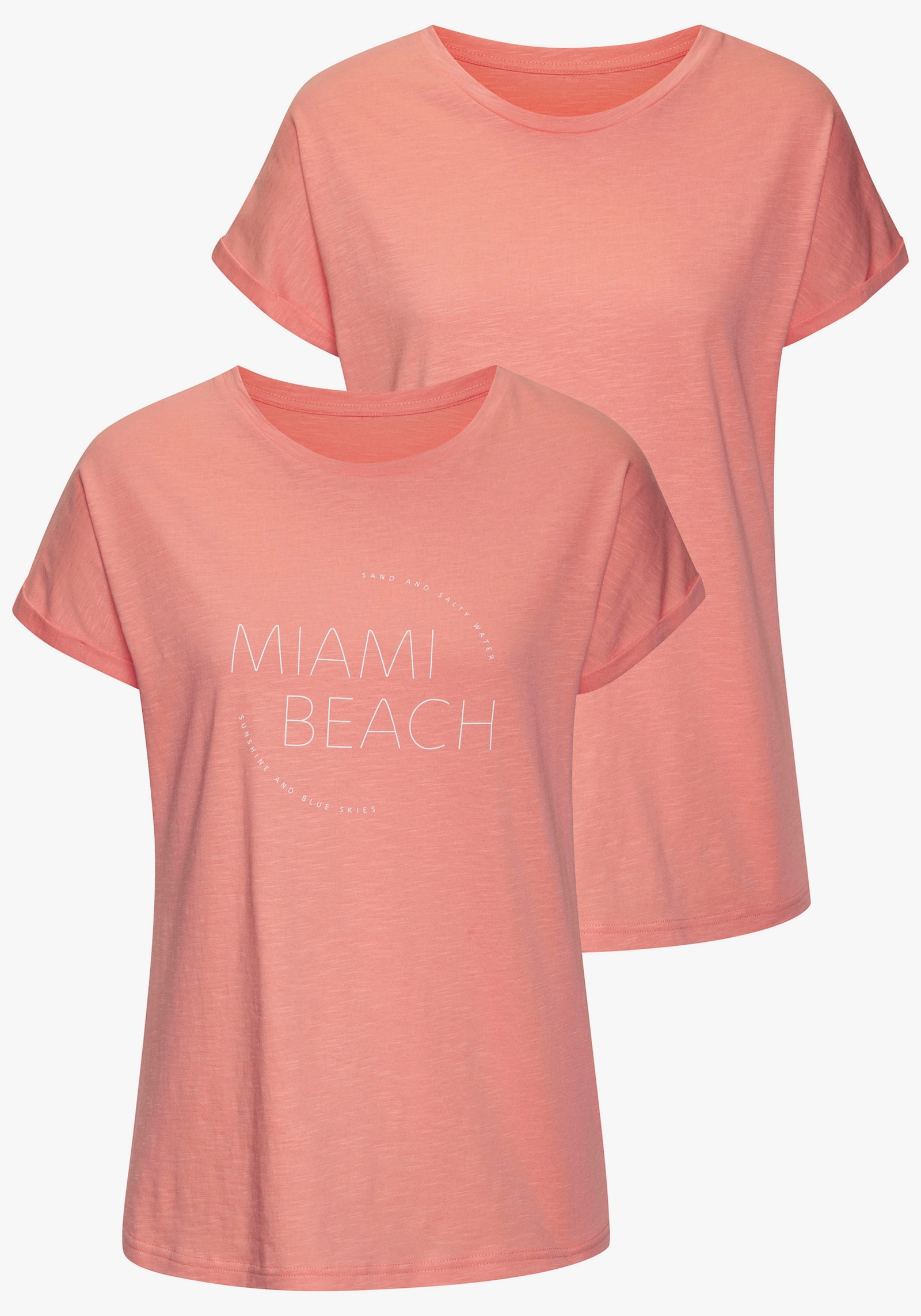 Vivance T-Shirt - peach bedruckt, peach uni