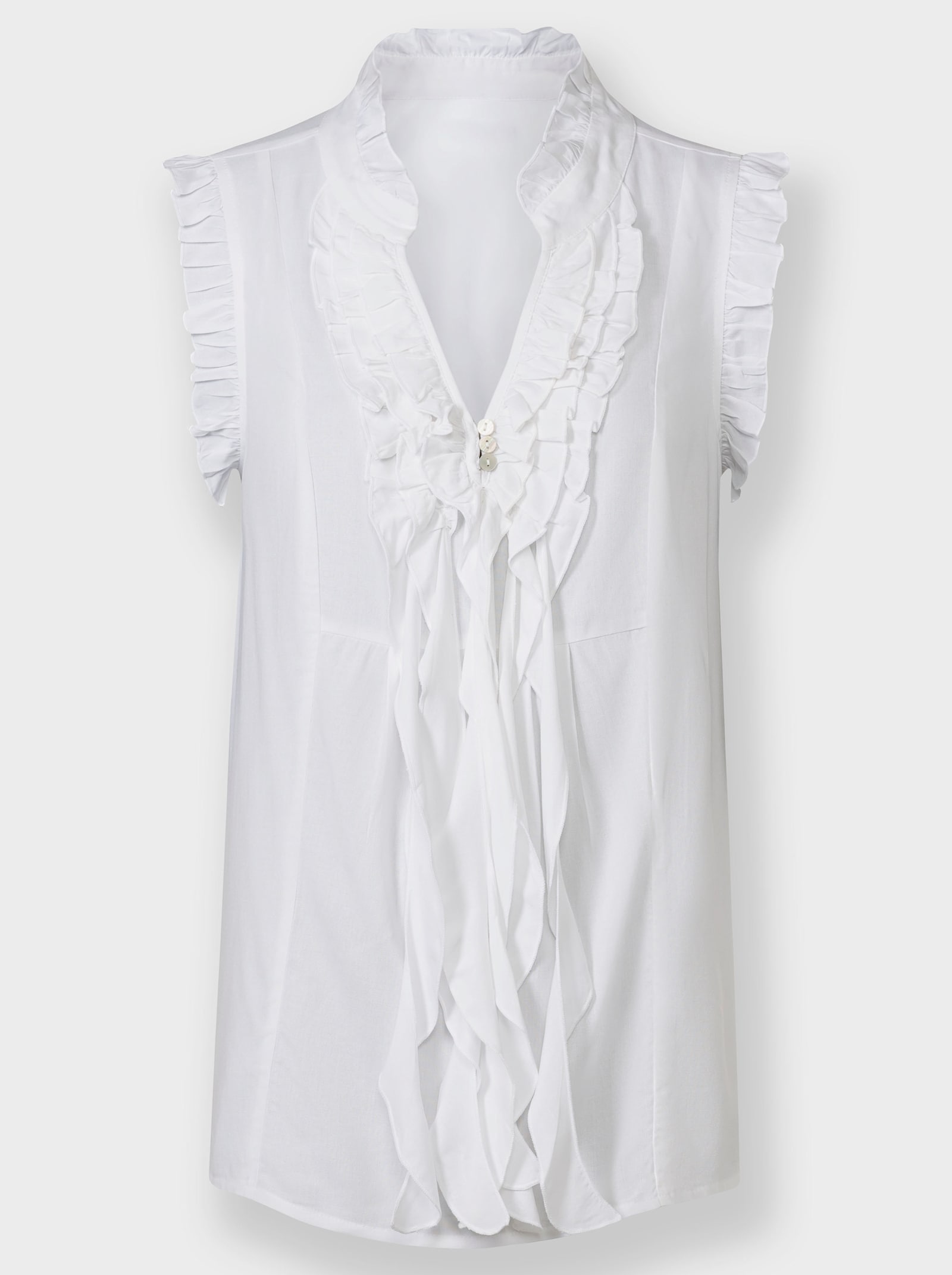 Blusentop mit kurzer Knopfleiste - weiß