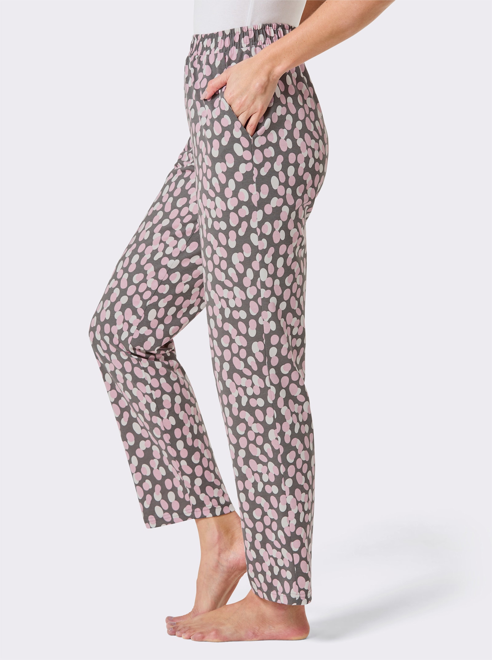 feel good Hose - anthrazit-rosé-bedruckt