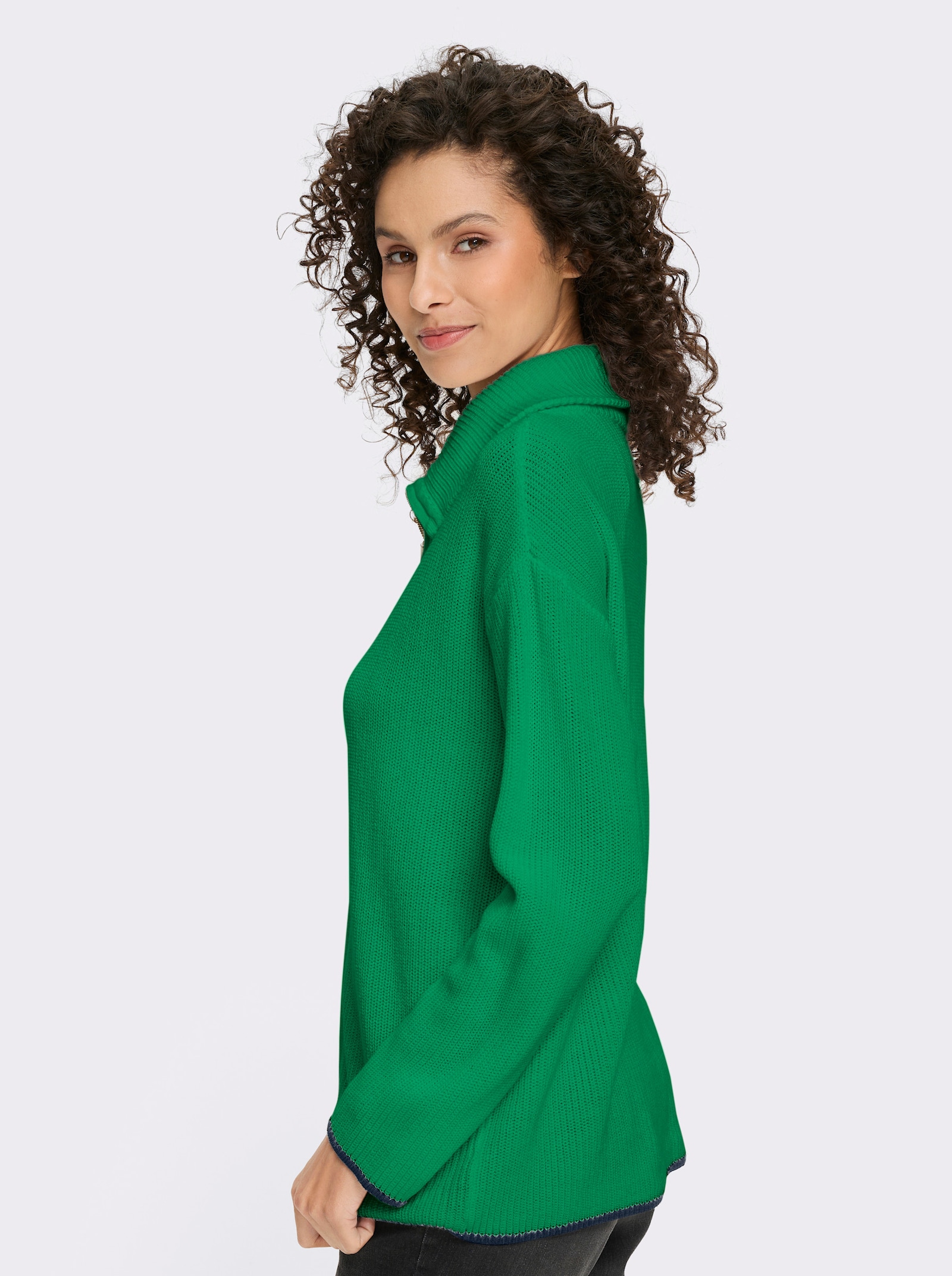 heine Cardigan mit 2-Wege-Zipper - grasgrün