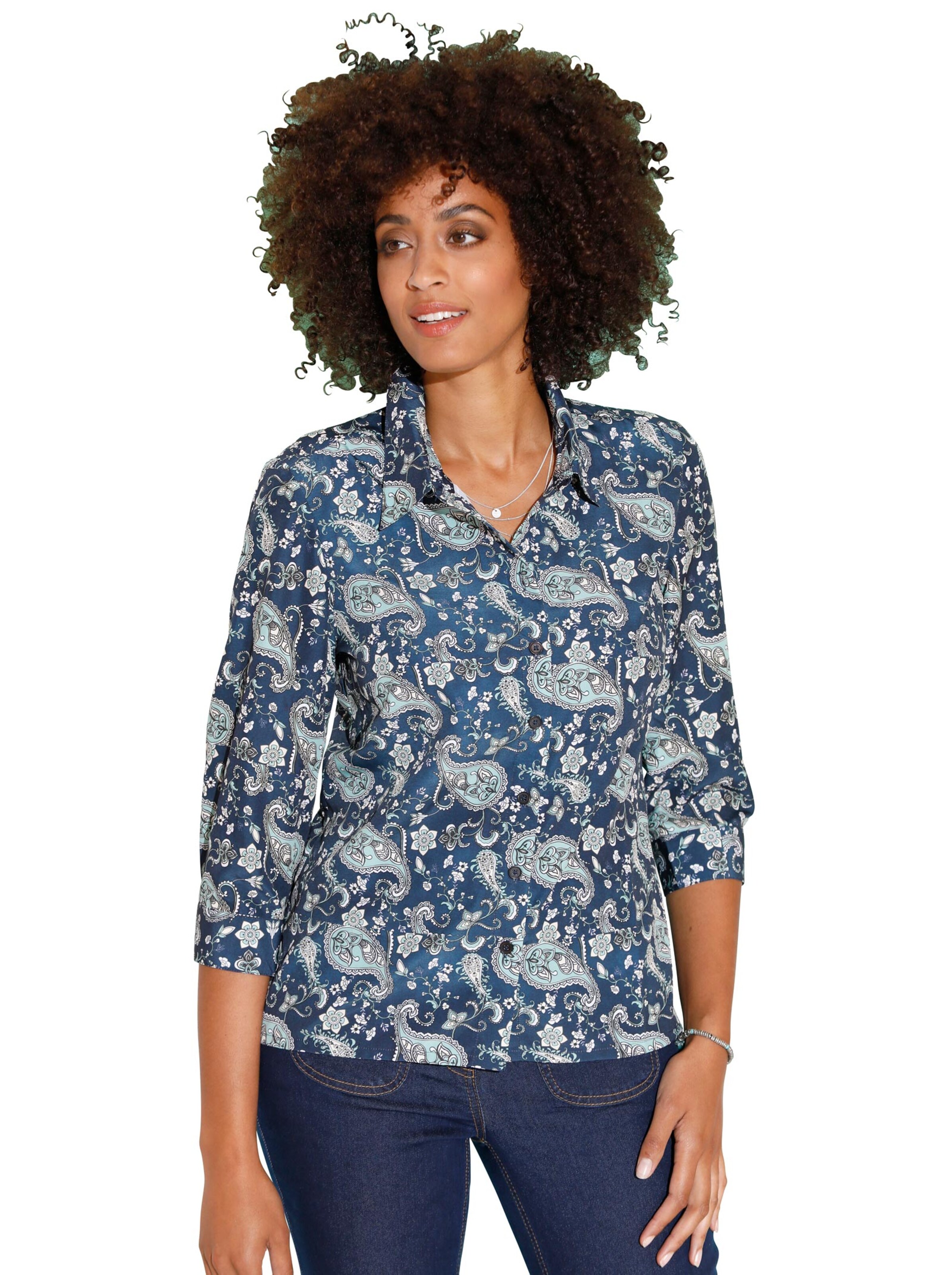 Bluse - nachtblau-gemustert