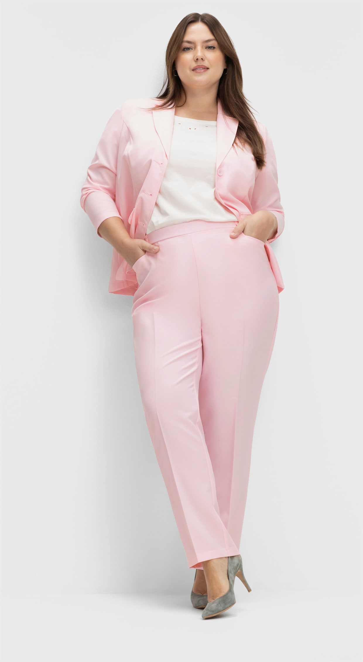 Bügelfaltenhose mit Rundum-Dehnbund - rose