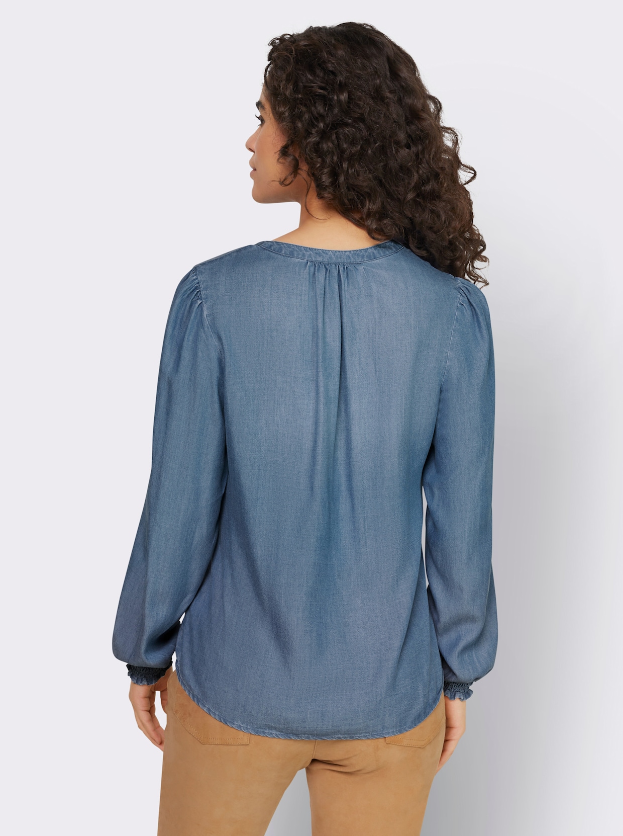 heine Blouse met ruches - hemelsblauw