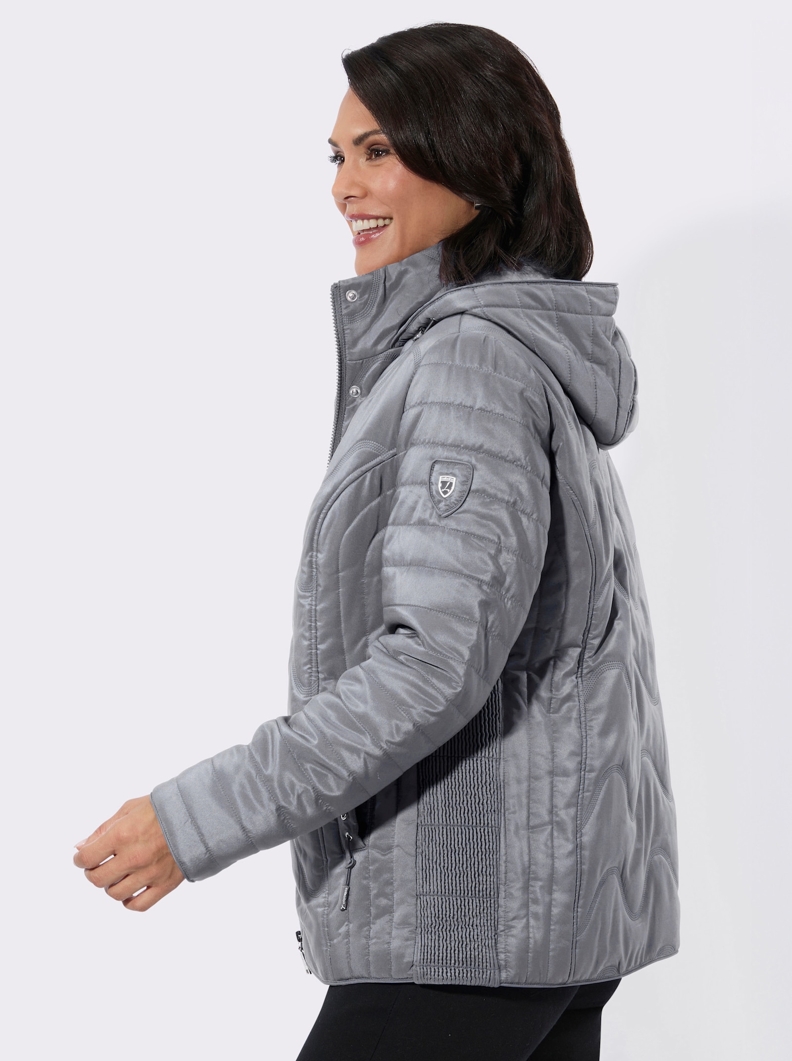 Steppjacke mit Windstopper - steingrau
