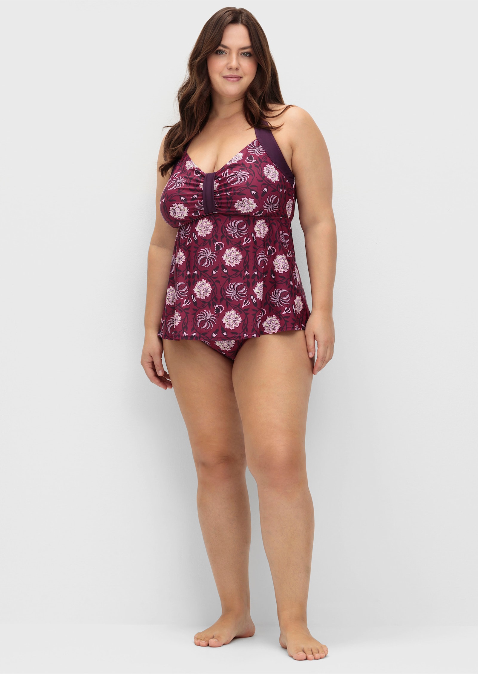 sheego by Joe Browns Tankini-Oberteil mit Neckholderträgern - beere-gemustert