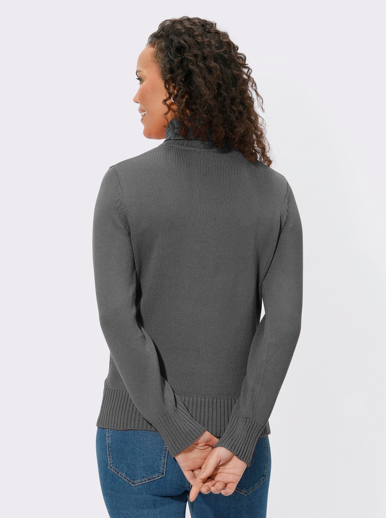 Rollkragenpullover - grau-meliert